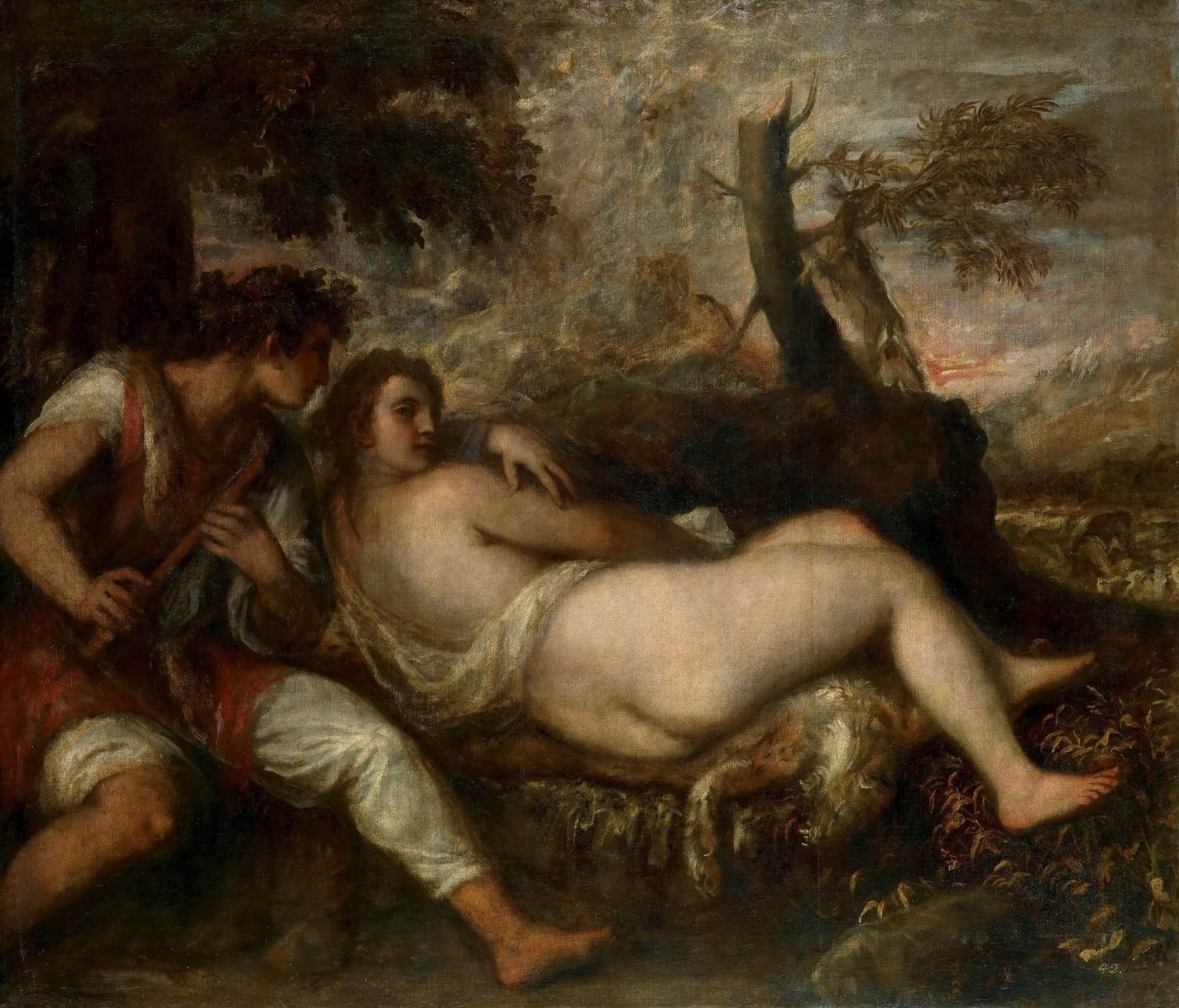《宁芙与牧羊人》（Nymph and Shepherd）｜提香 Titian｜约1570–1576