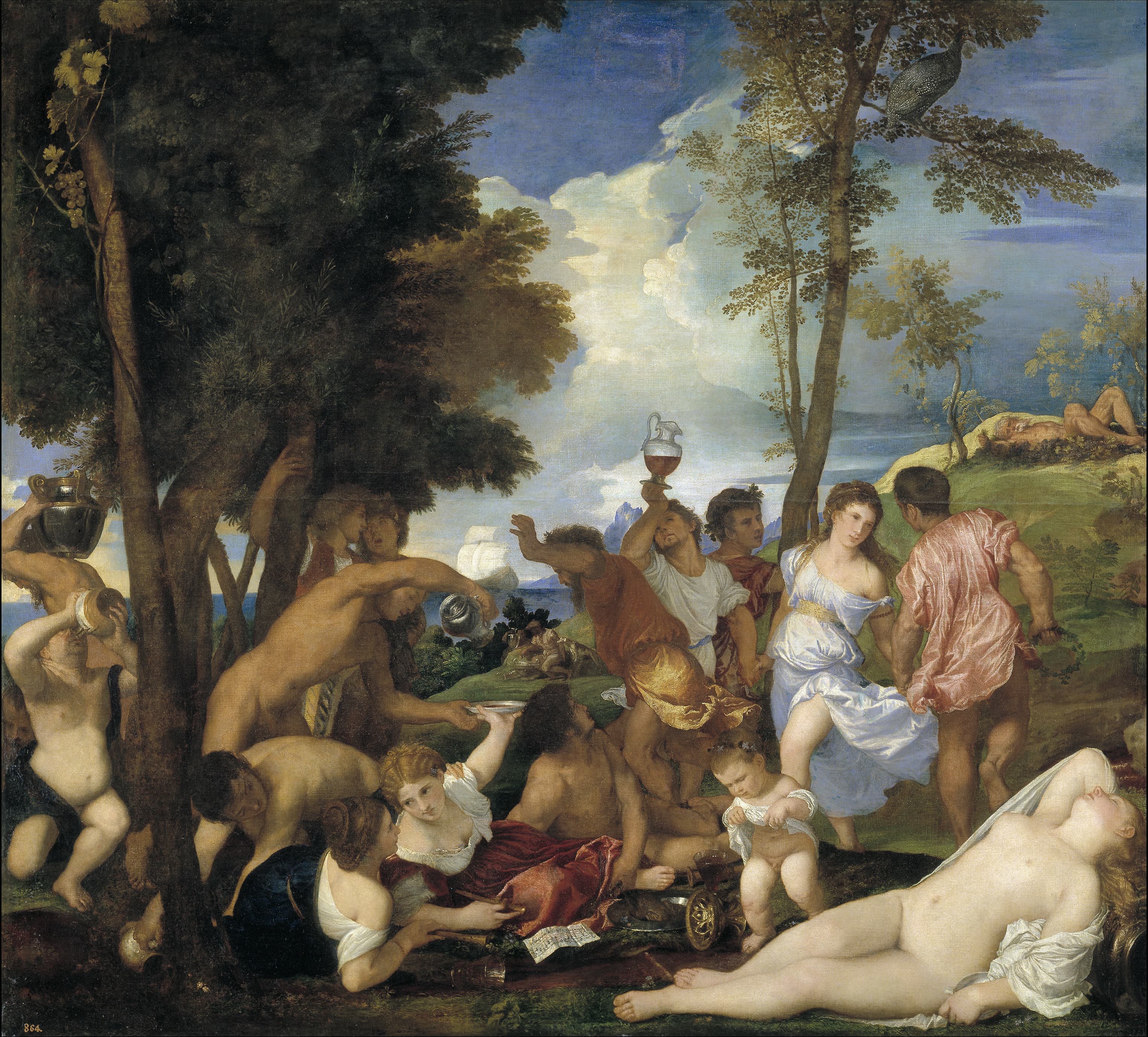 《安德罗斯岛的酒神祭》（The Bacchanal of the Andrians）｜提香 Titian｜1523–1526