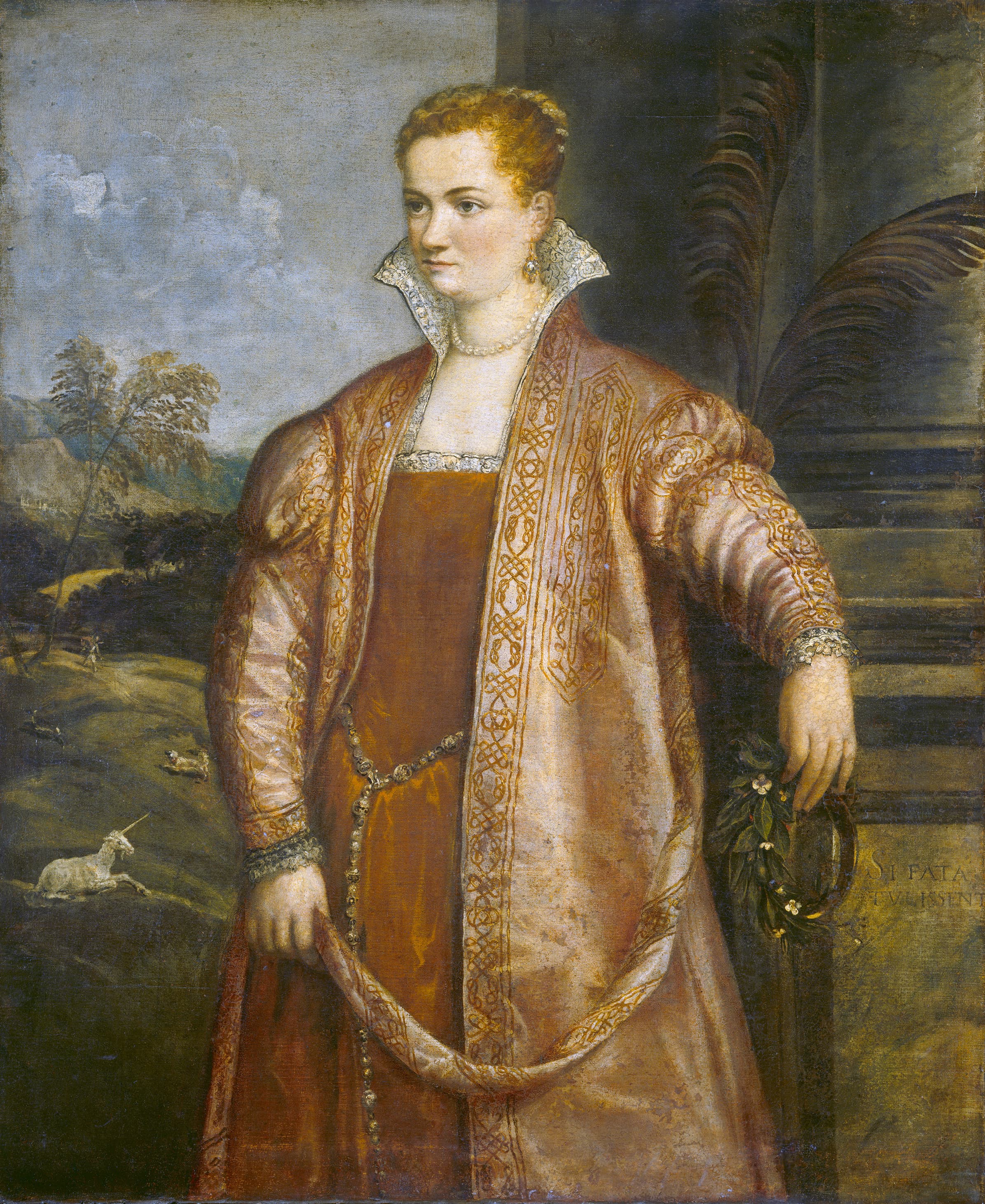 《风景前的年轻女子肖像》（Portrait of a Young Woman by a Landscape）｜提香 Titian｜不明