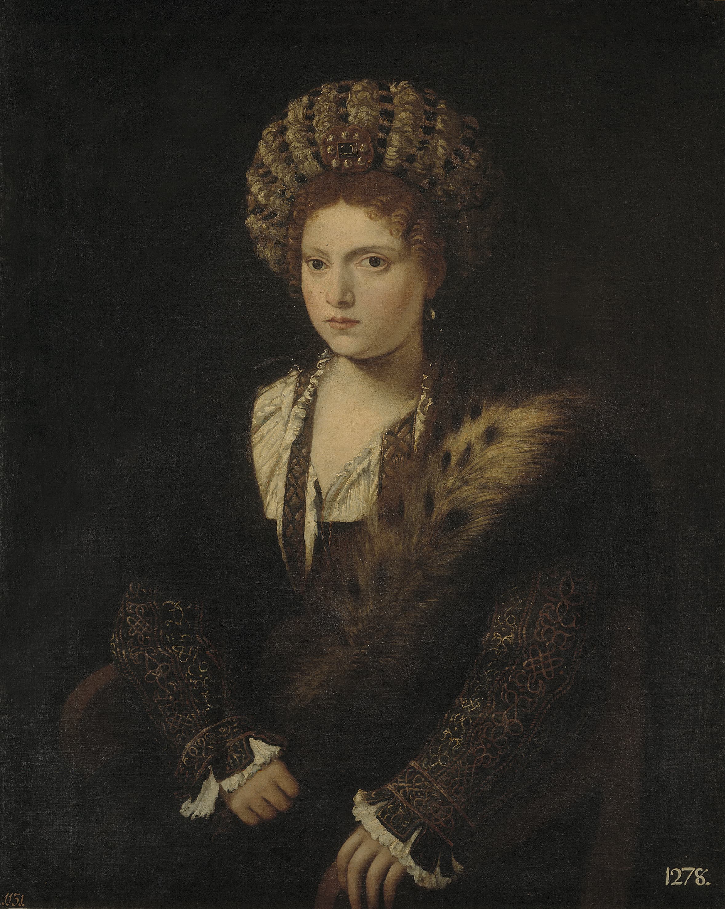 《身着皮草的年轻女子肖像》（Portrait of a Young Woman in Fur）｜提香 Titian｜不明