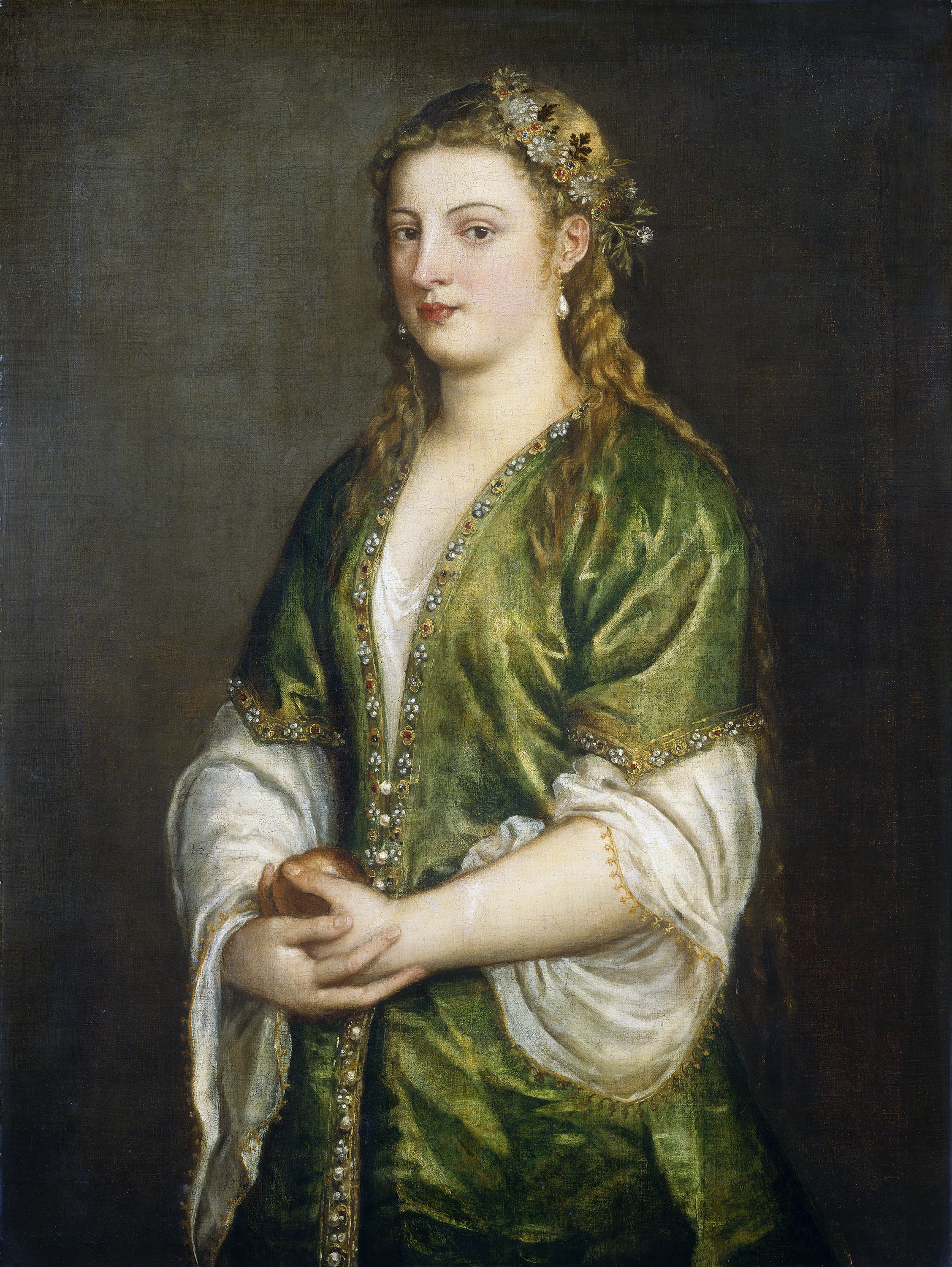 《贵妇肖像》（Portrait of a Lady）｜提香 Titian｜约1555