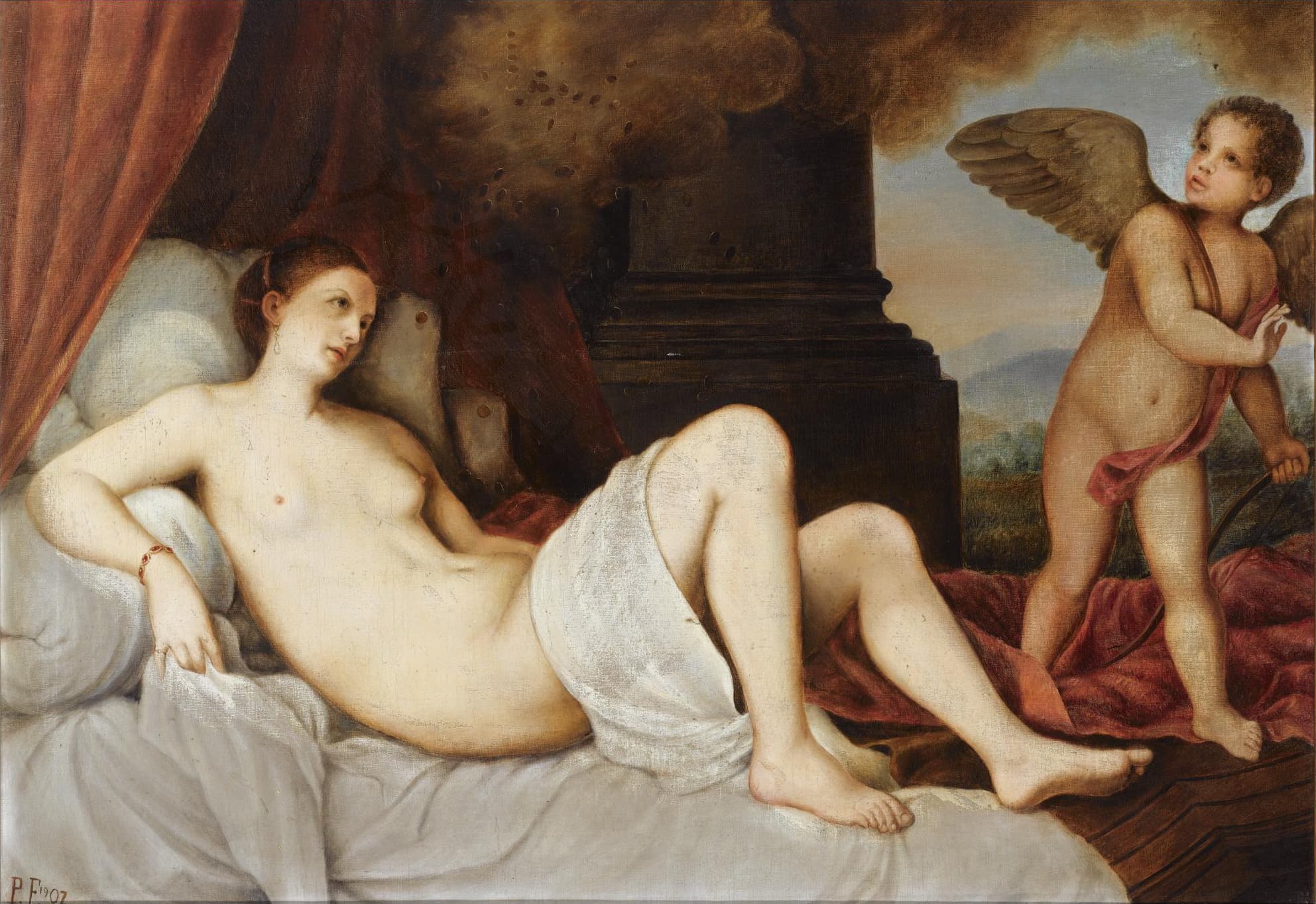 《达娜厄（爱神厄洛斯版本）》（Danaë (Version with Eros)）｜提香 Titian｜约1544–1546