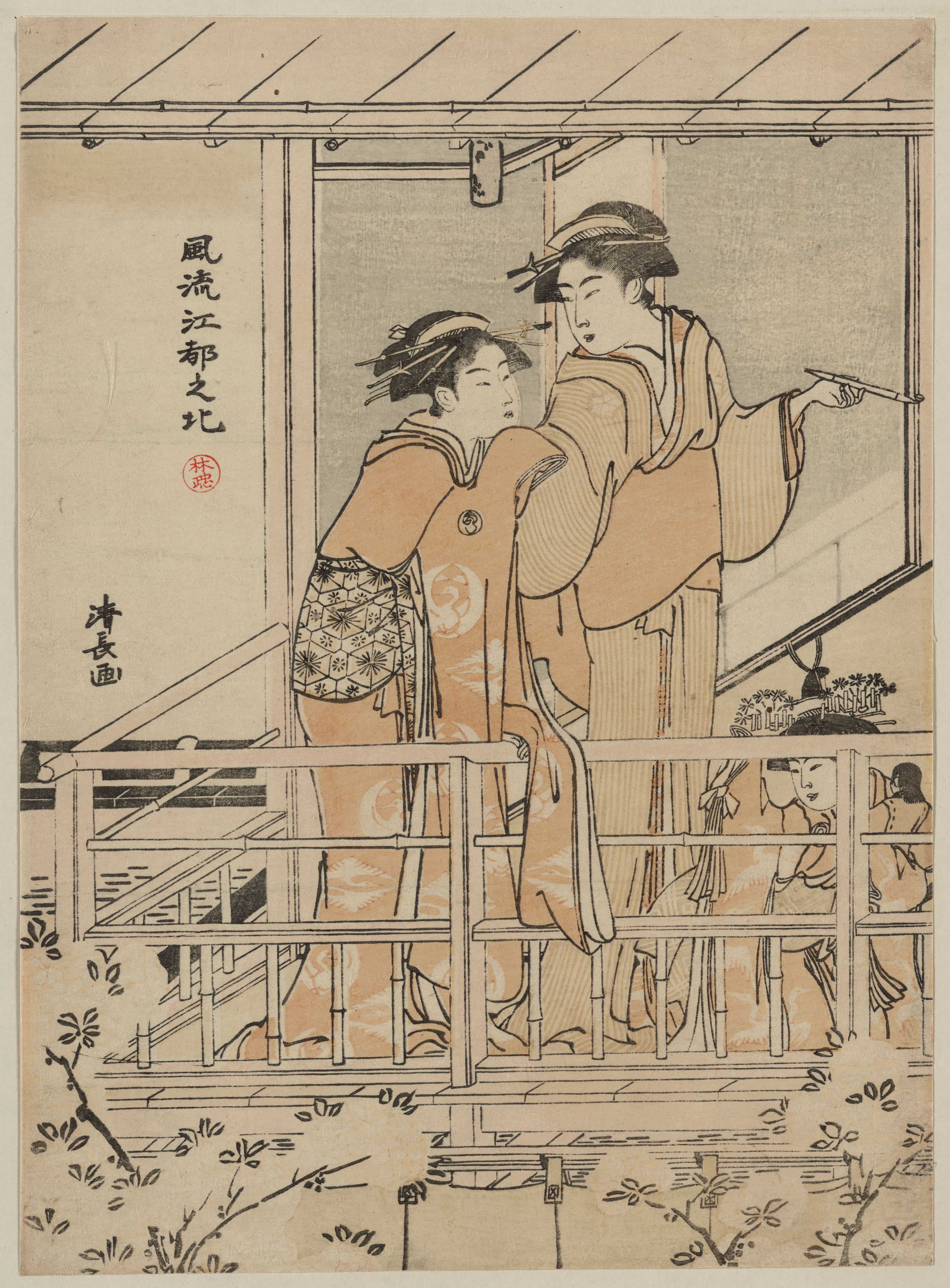《赏樱之一》（Cherry-Blossom Viewing I）｜鸟居清长 Torii Kiyonaga｜1791-1793