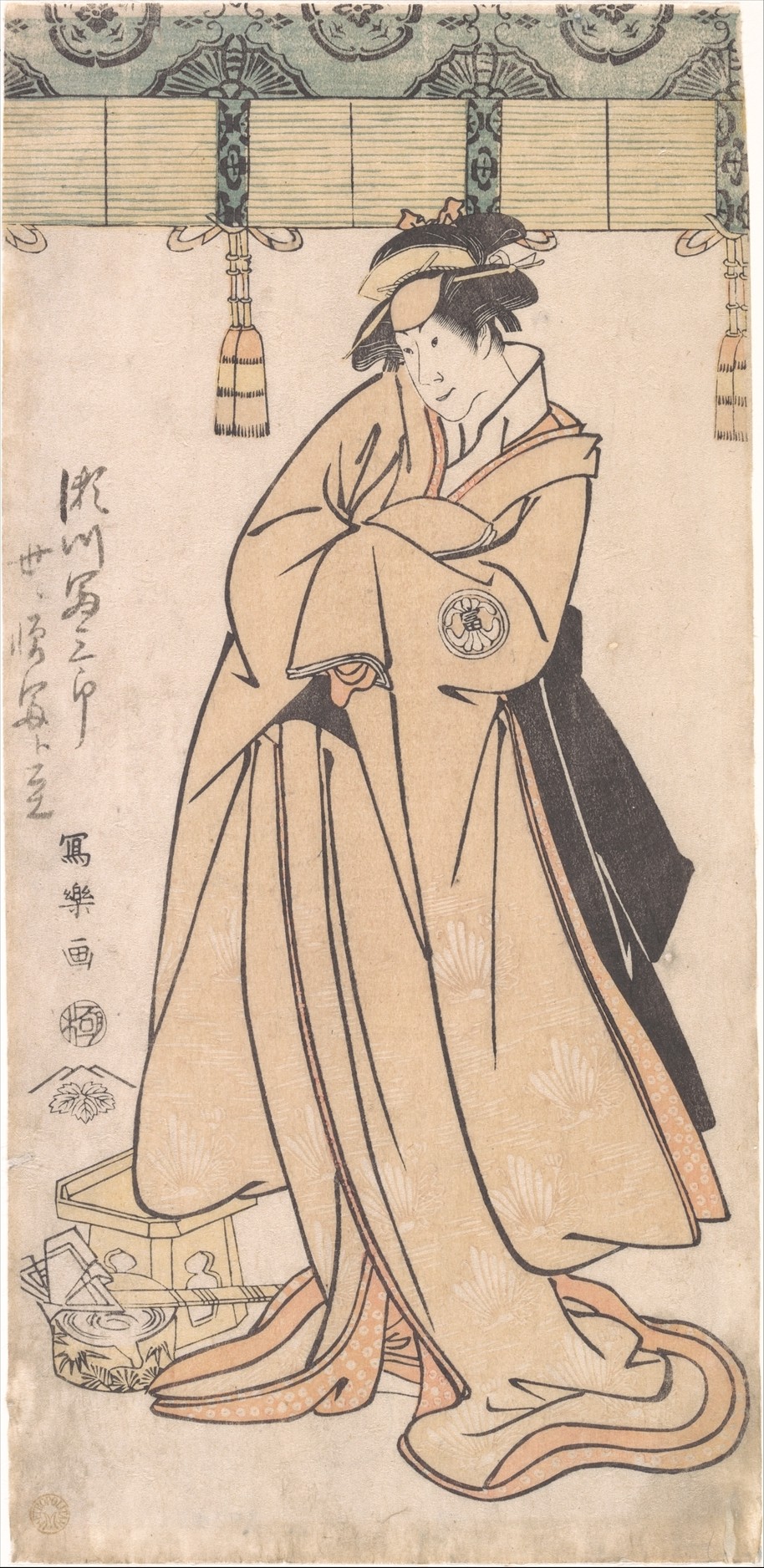 演员濑川富三郎二世饰大友家的侍女若草，实际上是是仁亲王