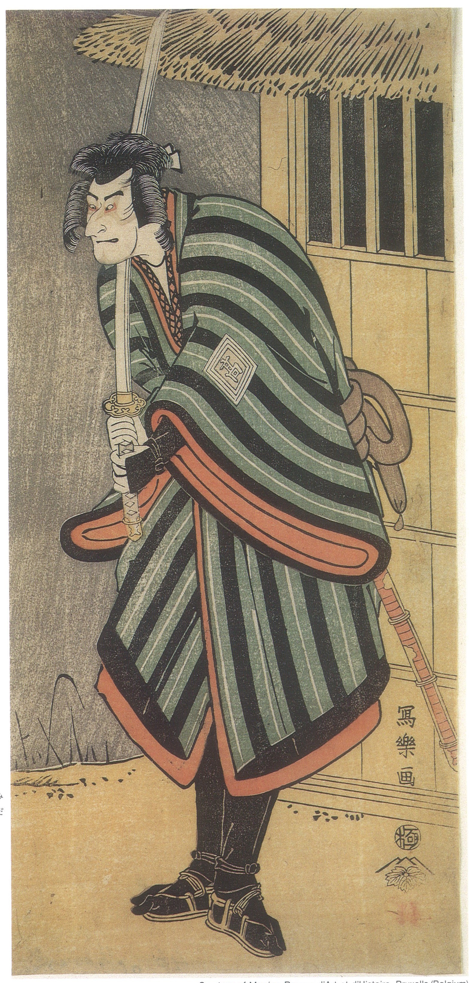 （1794年）三世市川驹藏饰僧侣西峰弥田二郎，实际上是相模二郎时之