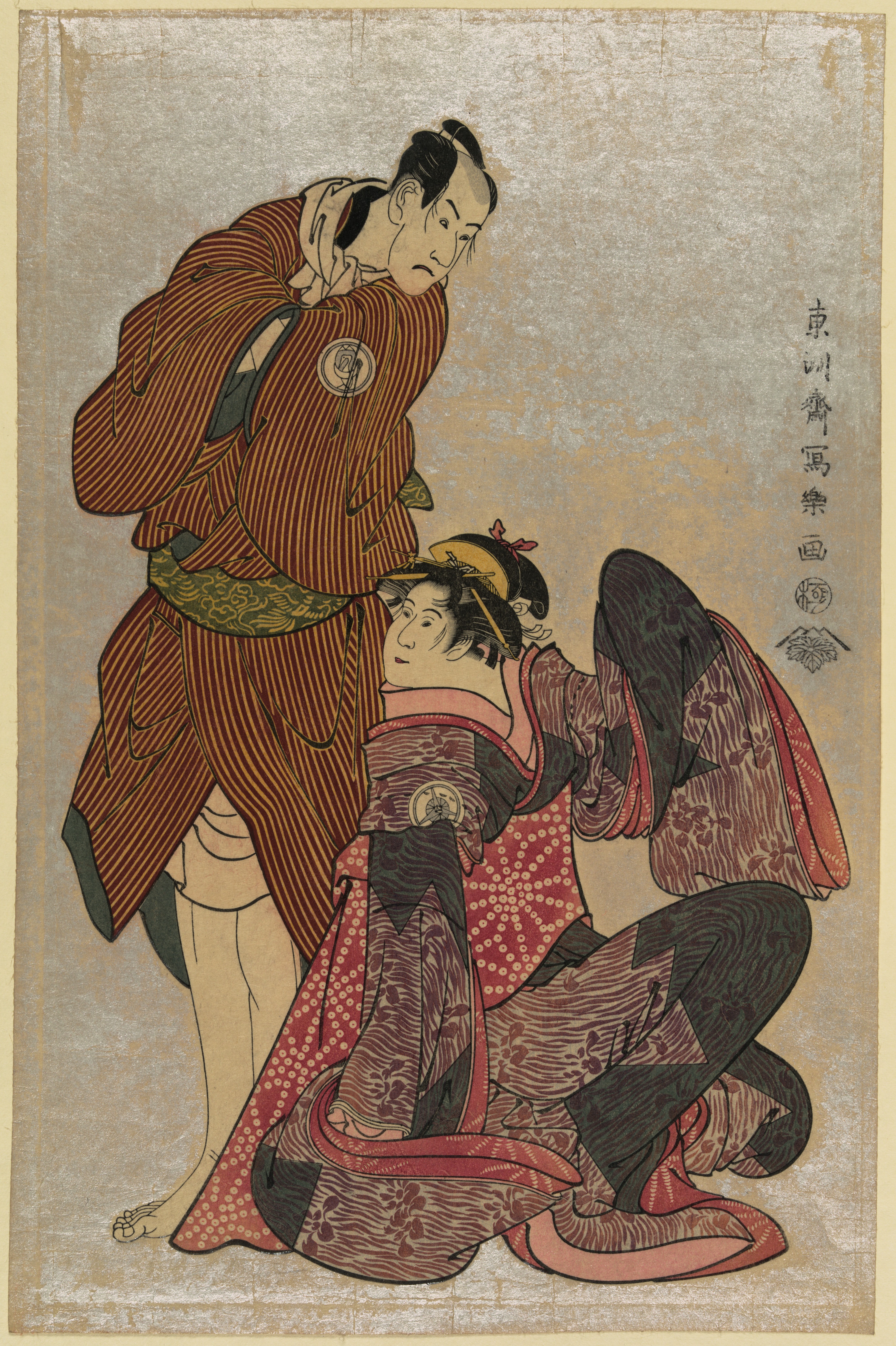 剧作《二本松陆奥太太刀》中，第三代坂东彦三郎饰大谷长卫门，第四代岩井半四郎饰信乃屋大半