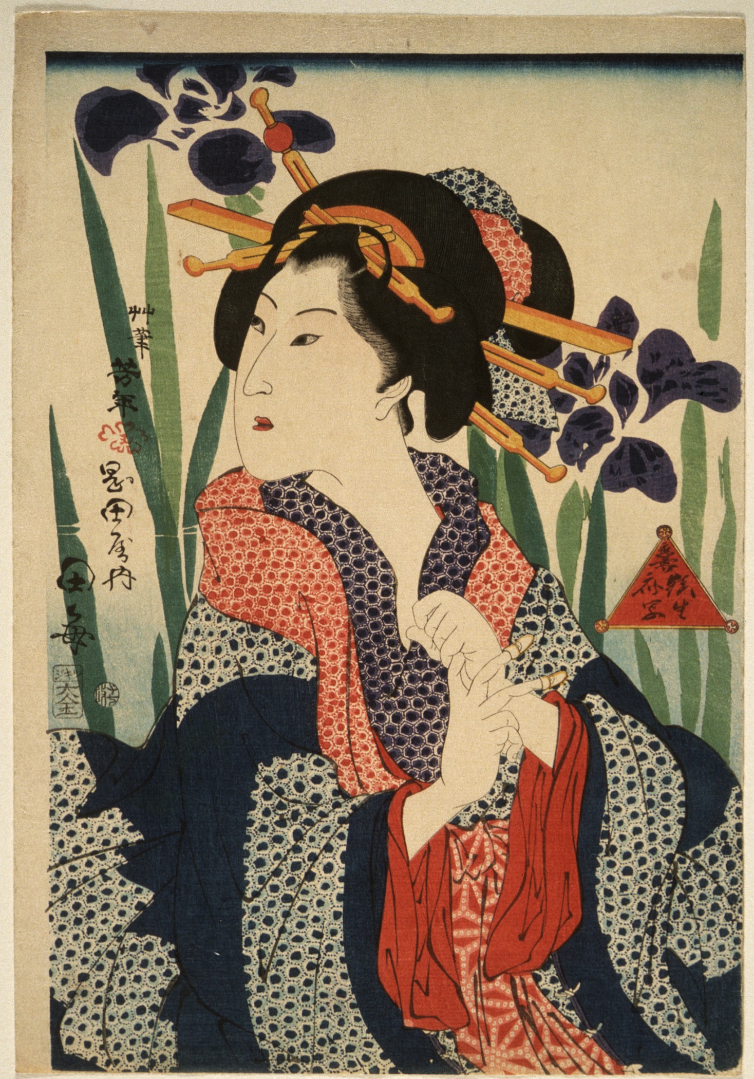 《鸢尾花之美》（Beauty with Irises）｜月冈芳年 Tsukioka Yoshitoshi｜不明