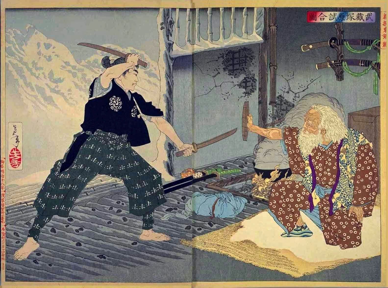 《月冈芳年作品：夜闯宅邸》（"Yoshitoshi Tsukioka's Work: Intruding into the Mansion at Night"）｜月冈芳年 Tsukioka Yoshitoshi｜不明