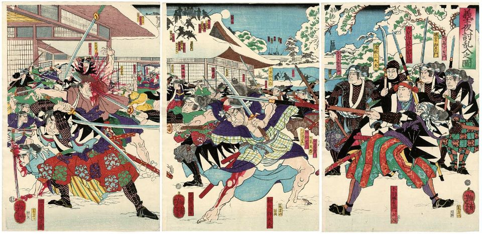《（1864）忠义武士夜袭府邸》（(1864) The Loyal Samurai Break into the Mansion in the Night Attack）｜月冈芳年 Tsukioka Yoshitoshi｜不明