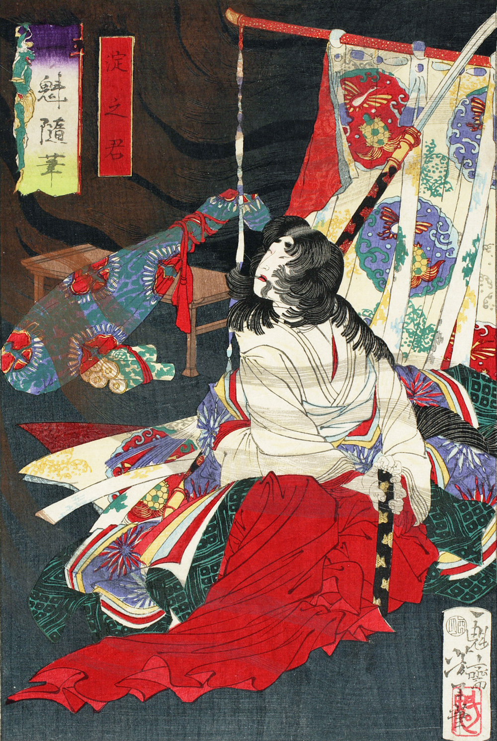 《Yodo no kimi label QS：Len,”Yodo no kimi” label QS：Lja,”一魁随笔 淀之君”》（Yodo no kimi label QS:Len,"Yodo no kimi" label QS:Lja,"一魁随筆 淀之君"）｜月冈芳年 Tsukioka Yoshitoshi｜不明