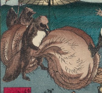 《月冈芳年作品：风雨中蜷伏的猿猴》（"Yoshitoshi Tsukioka's Work: Ape Crouching in the Wind and Rain"）｜月冈芳年 Tsukioka Yoshitoshi｜不明