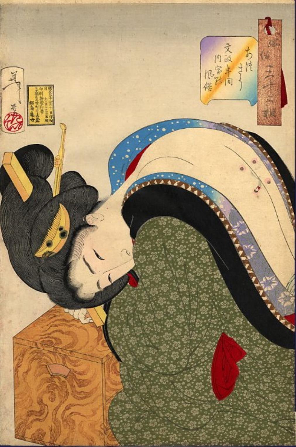 《炎热·文政年间的内室》（Hot: Habits of a wealthy housewife of the Bunsei era [1818-1830]）｜月冈芳年 Tsukioka Yoshitoshi｜1888