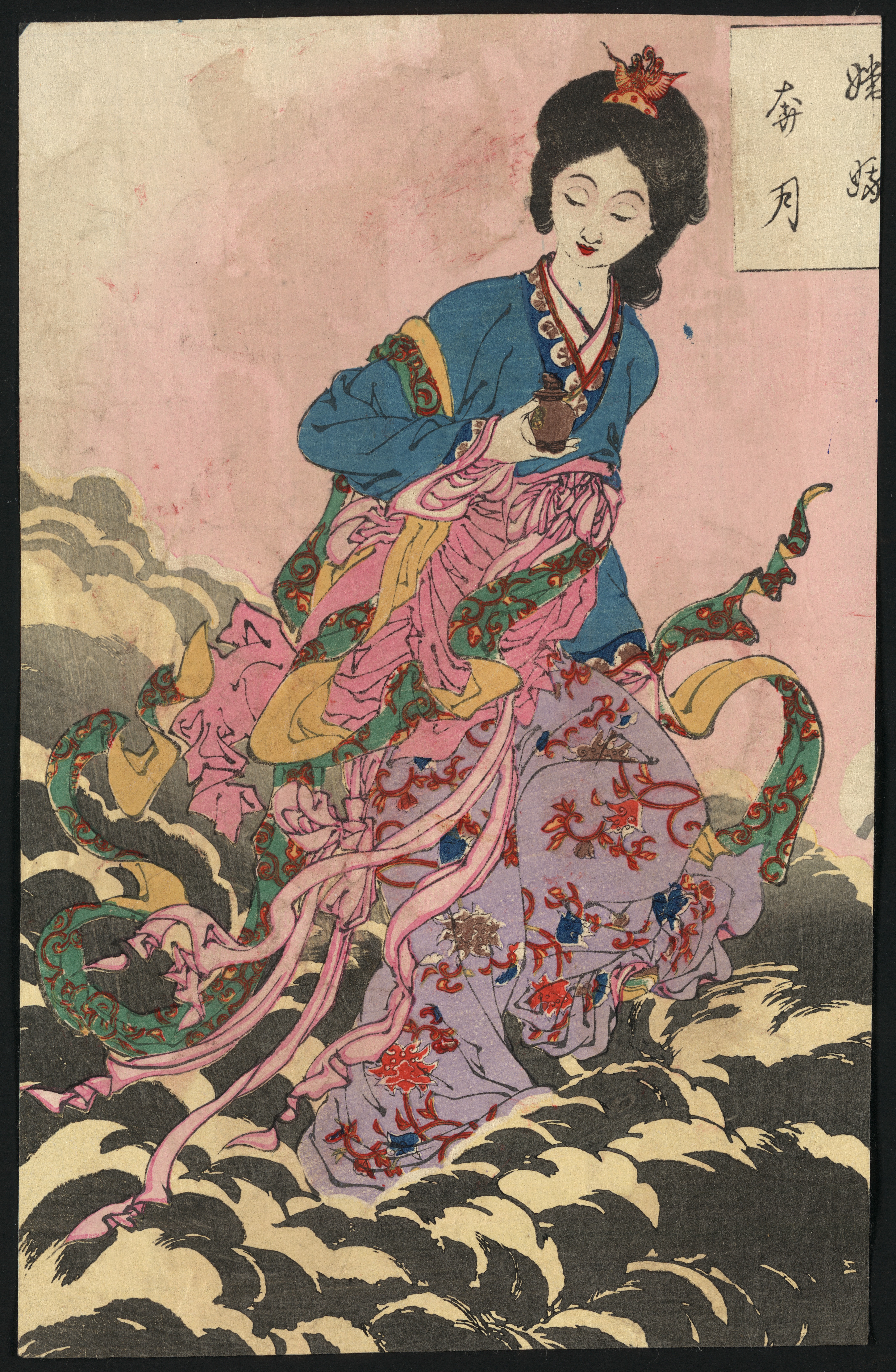 《嫦娥奔月》（Chang'e flies to the moon）｜月冈芳年 Tsukioka Yoshitoshi｜1885