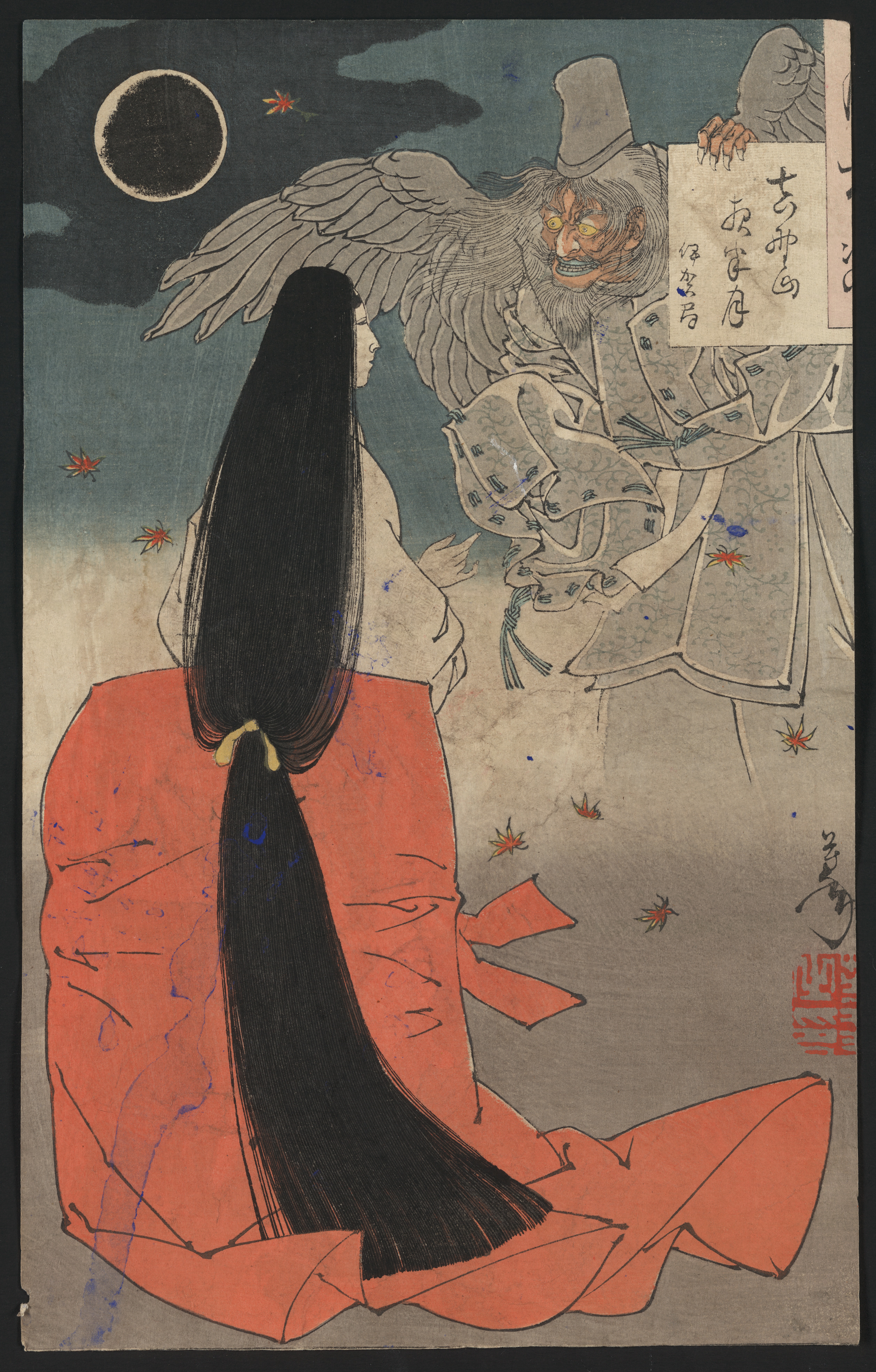 《吉野山夜半月》（Yoshino Mountain Night Half Moon）｜月冈芳年 Tsukioka Yoshitoshi｜1886