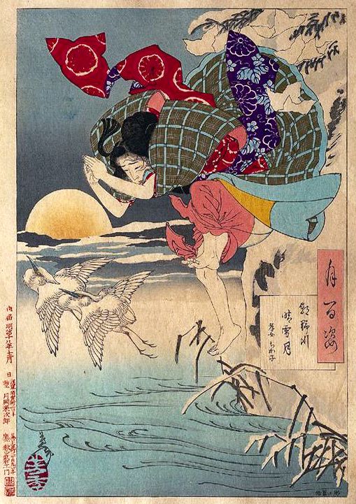 《浅野川晴雪月（孝女千代）》（Asanogawa Haruyuki (filial daughter Chiyo)）｜月冈芳年 Tsukioka Yoshitoshi｜1885