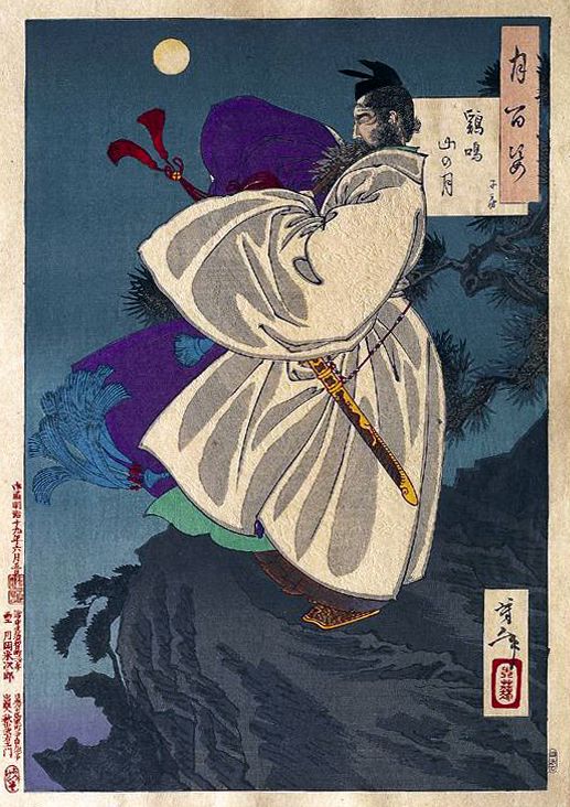 《鸡鸣山月》（cock crow mountain moon）｜月冈芳年 Tsukioka Yoshitoshi｜1886