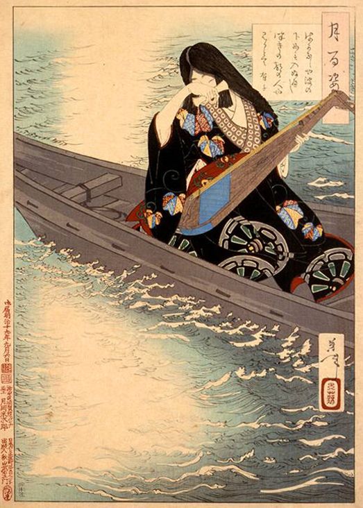 《有子望月落泪》（Youzi looks at the moon and sheds tears）｜月冈芳年 Tsukioka Yoshitoshi｜1886