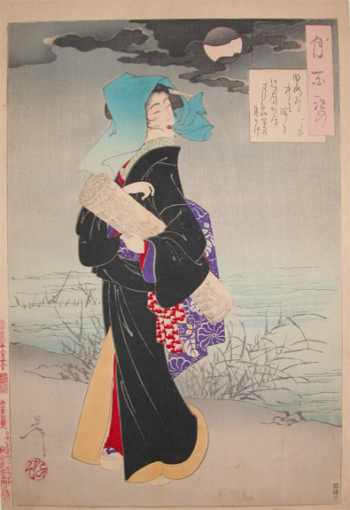 《月下夜鹰》（Nightjar under the Moon）｜月冈芳年 Tsukioka Yoshitoshi｜1887