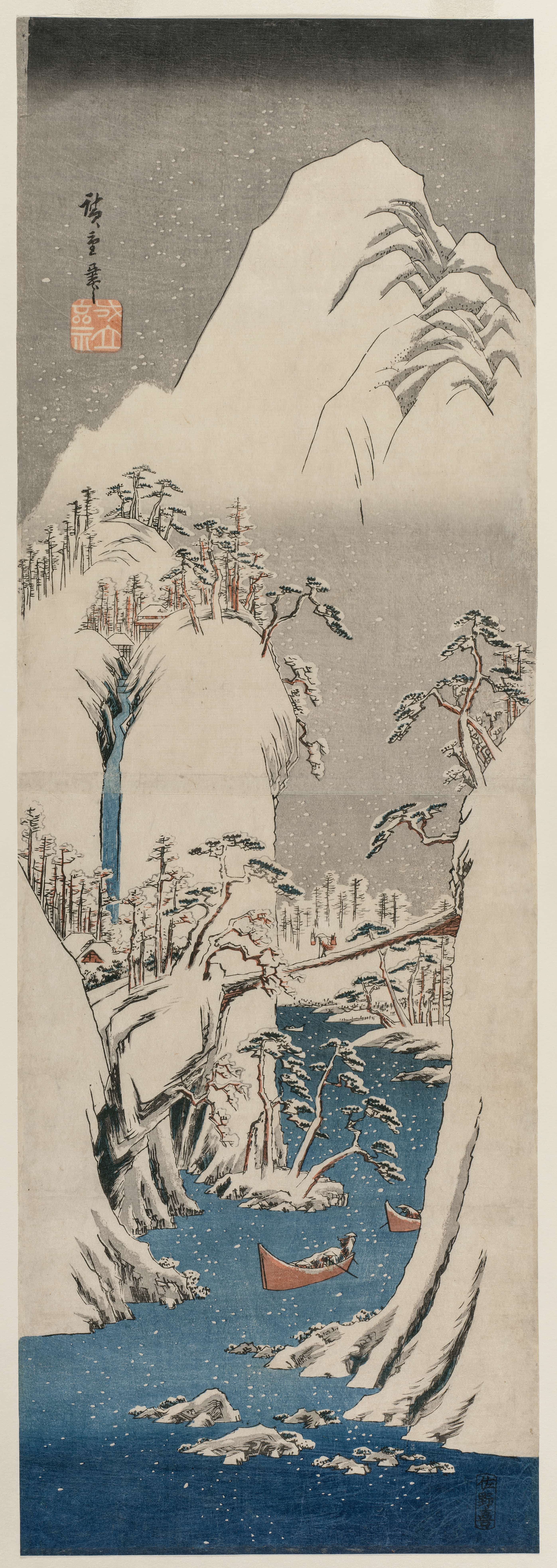 《雪中的富士川》（The Fuji River in the Snow）｜歌川广重 Utagawa Hiroshige｜1841