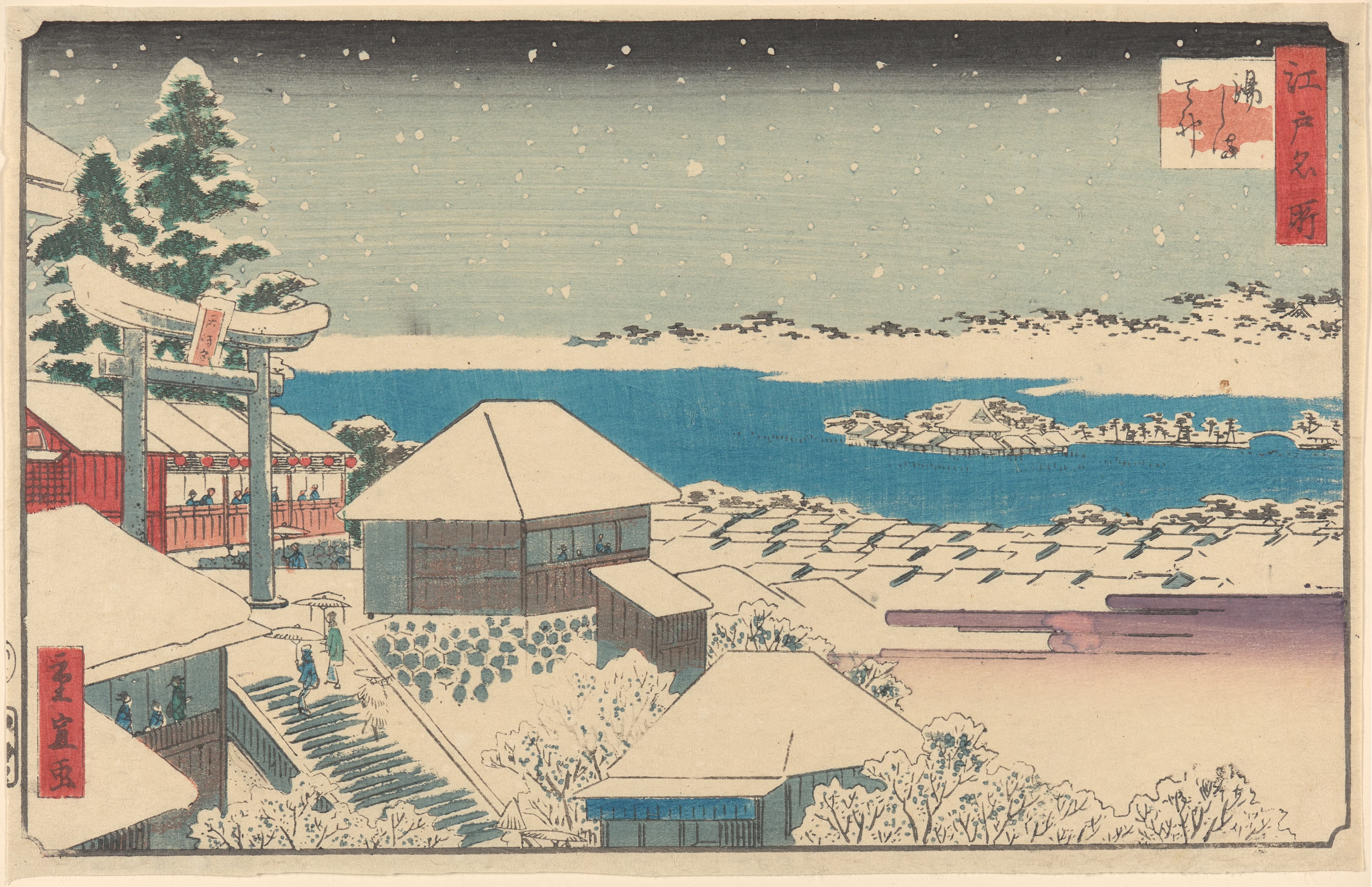 《雪中寺院石阶》（Temple Steps in Snow）｜歌川广重 Utagawa Hiroshige｜19世纪