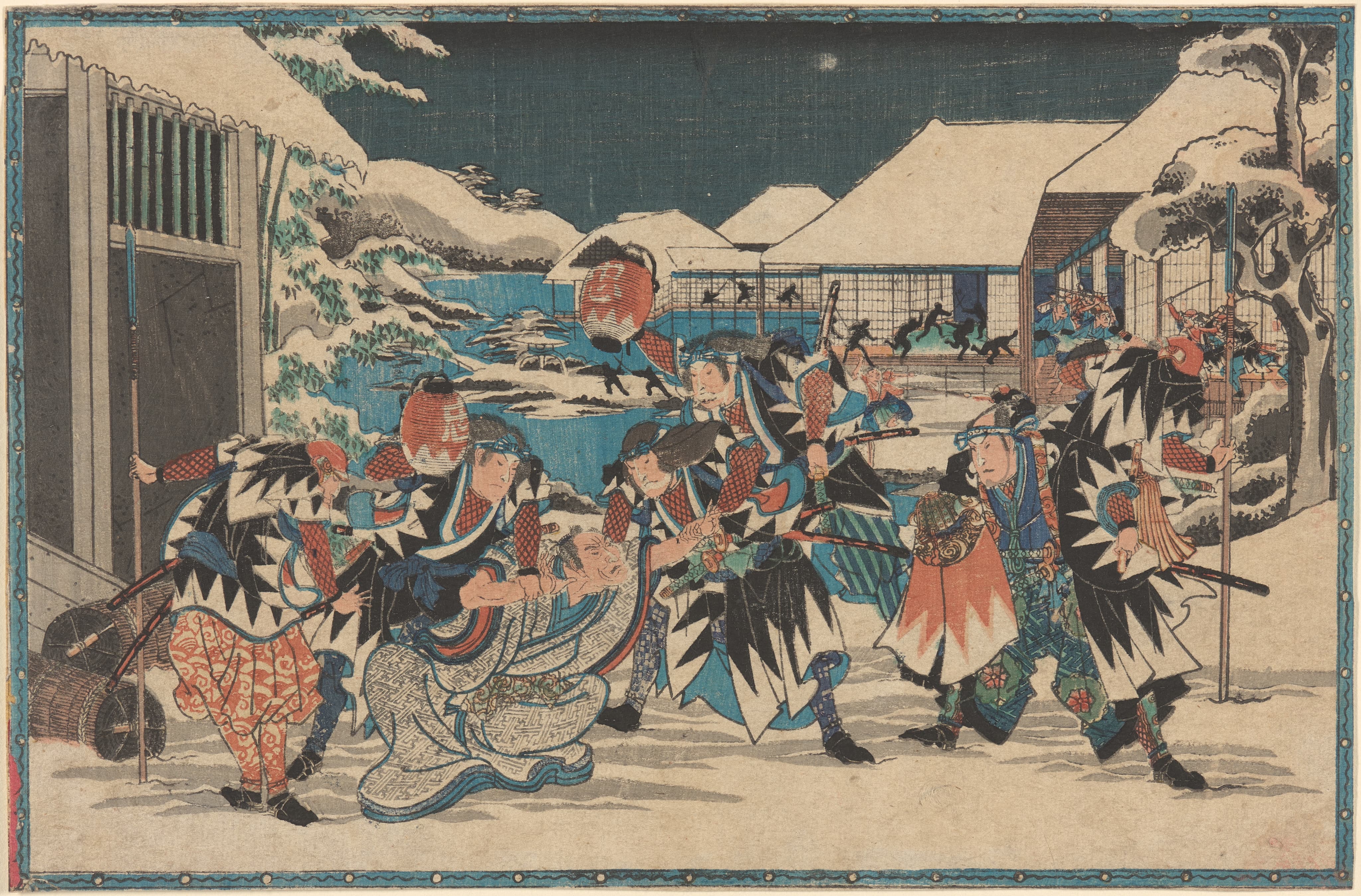 《雪中擒获师直》（Capture of Moronao in Snow）｜歌川广重 Utagawa Hiroshige｜19世纪