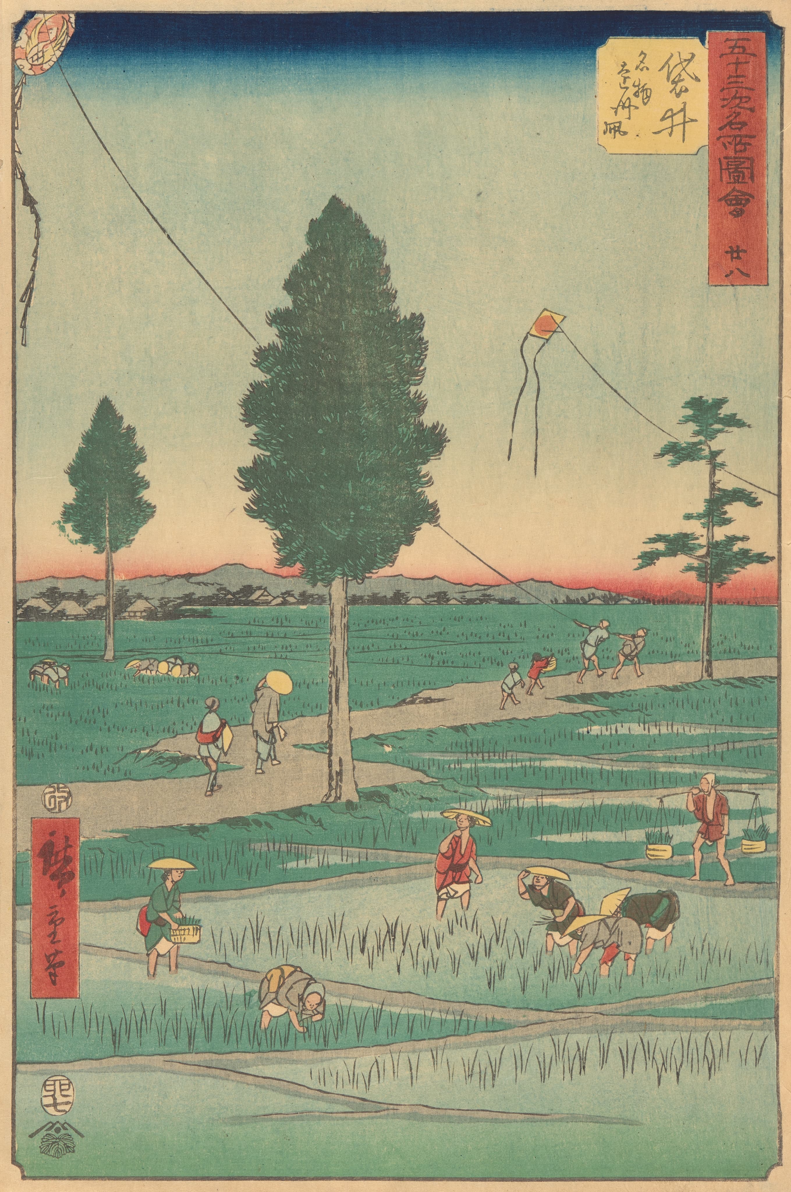 《袋井》（Fukuroi）｜歌川广重 Utagawa Hiroshige｜1855