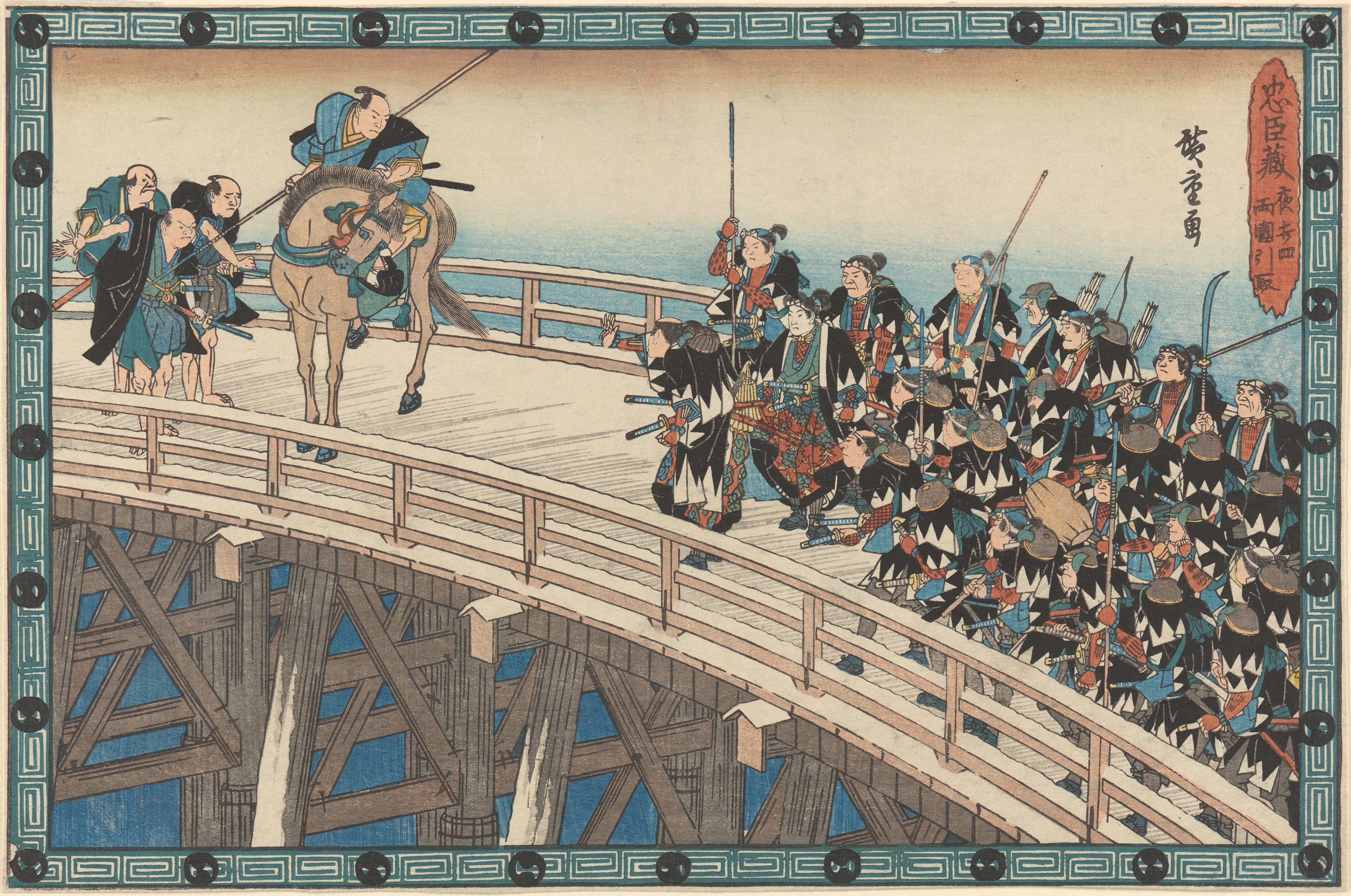 《桥上会合》（Gathering on the Bridge）｜歌川广重 Utagawa Hiroshige｜19世纪