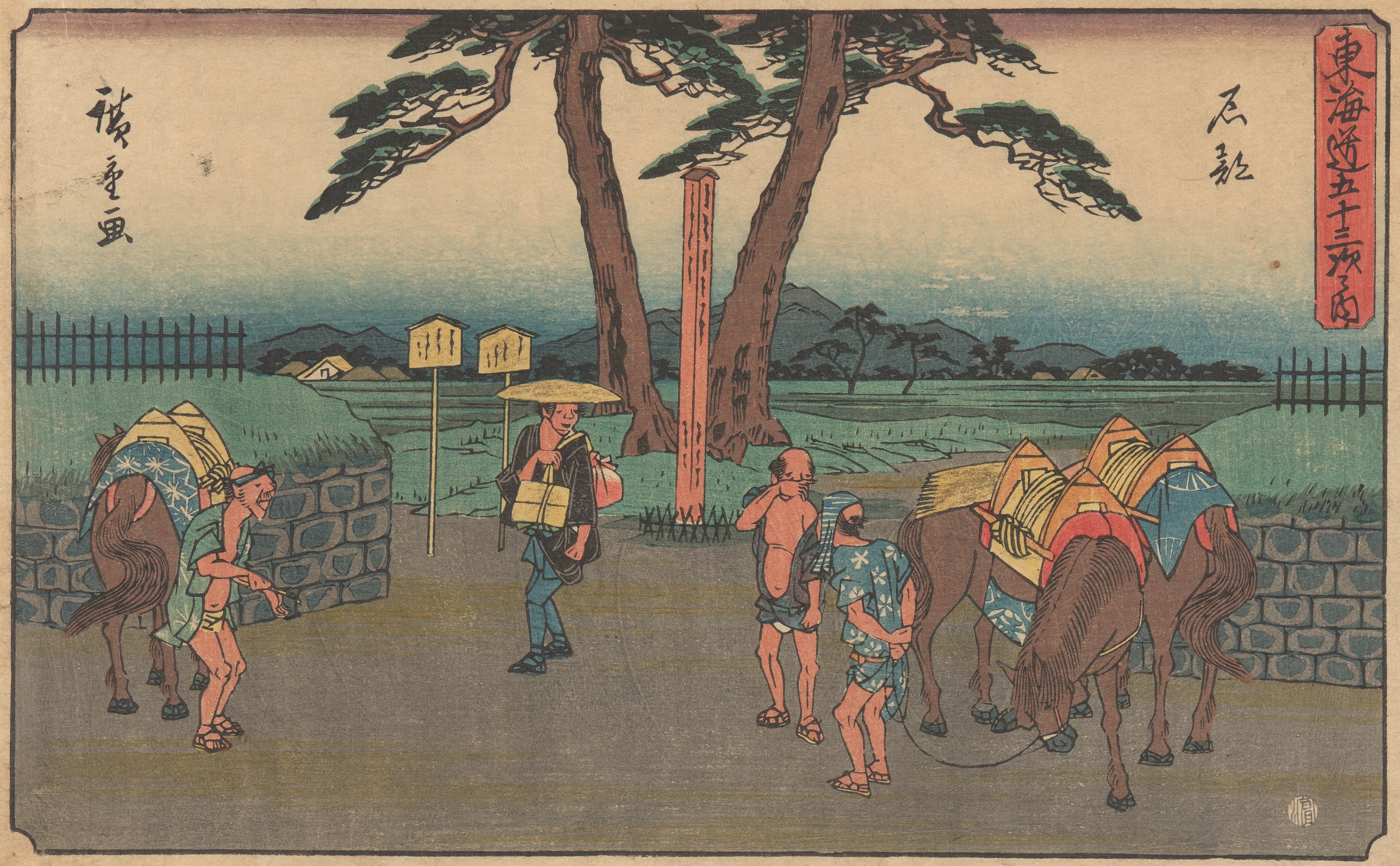 《石部》（Ishibe）｜歌川广重 Utagawa Hiroshige｜约 1841-1842
