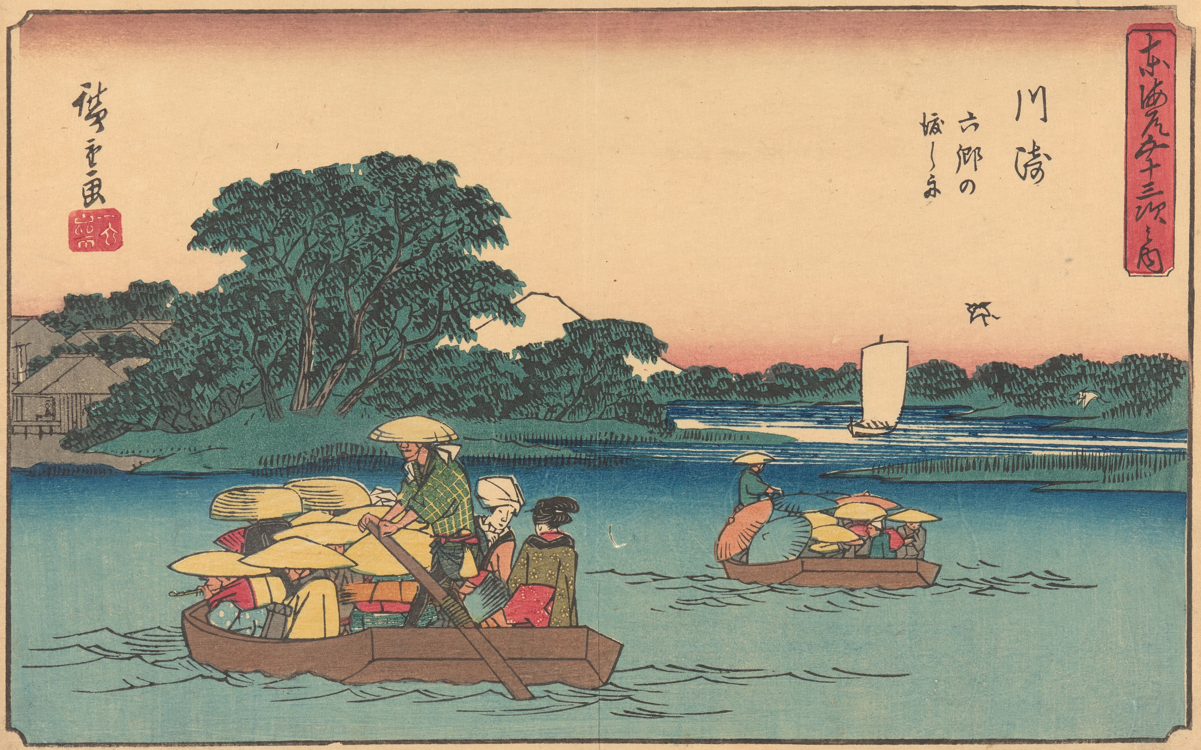 《川崎》（Kawasaki）｜歌川广重 Utagawa Hiroshige｜约 1841-1842