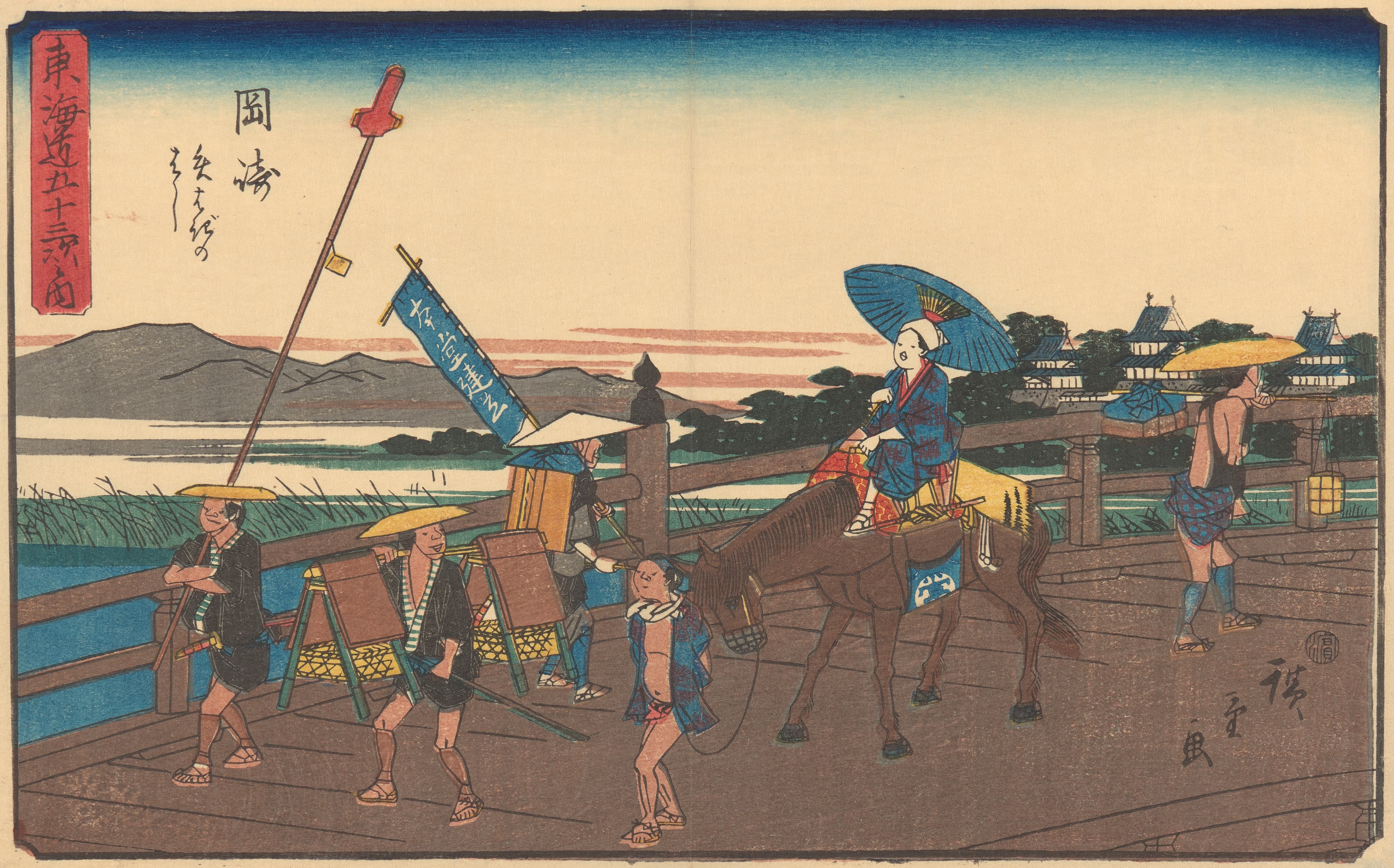《冈崎》（Okazaki）｜歌川广重 Utagawa Hiroshige｜约 1841-1842
