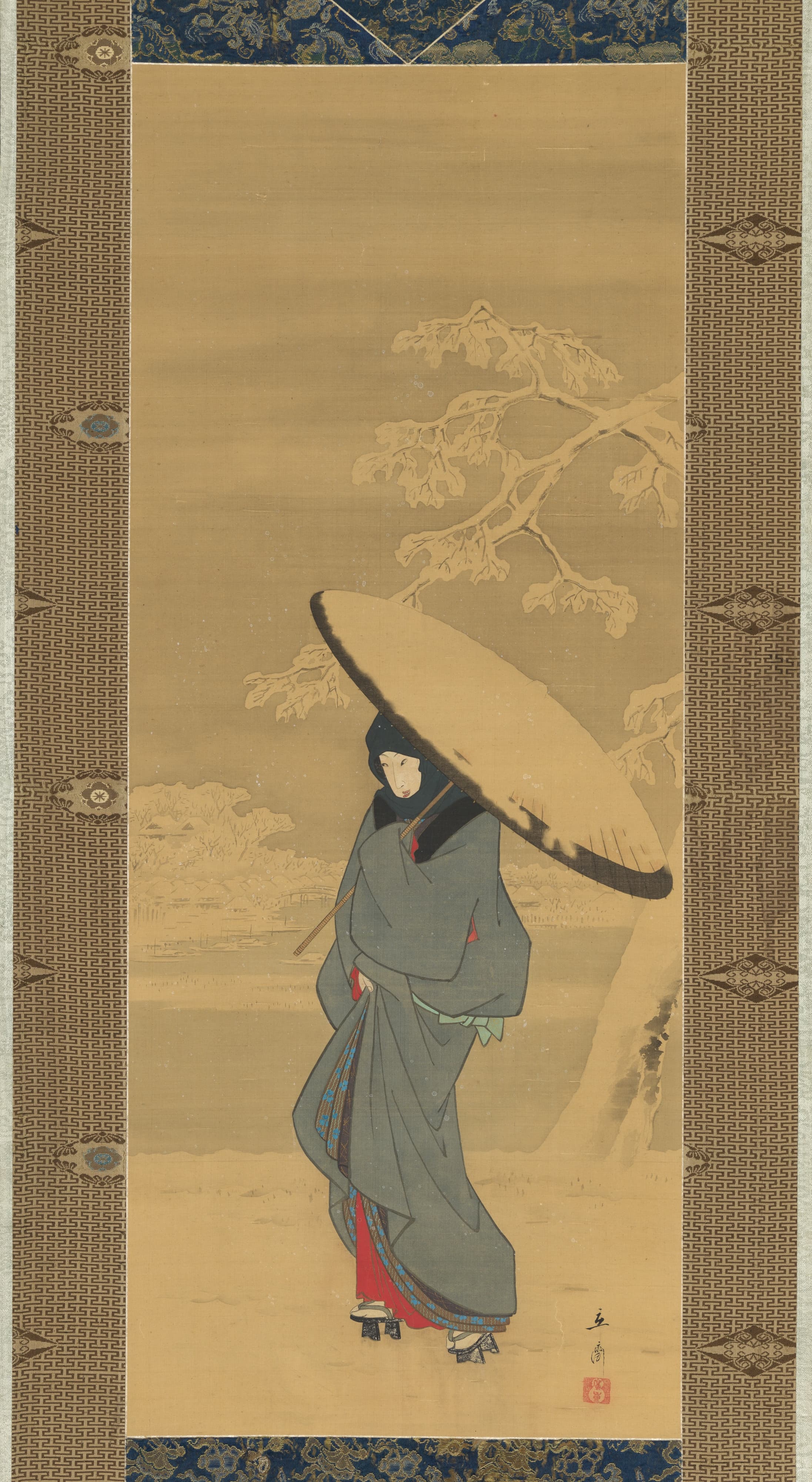 《雪中行走的女子》（Woman Walking in the Snow）｜歌川广重 Utagawa Hiroshige｜1840年代