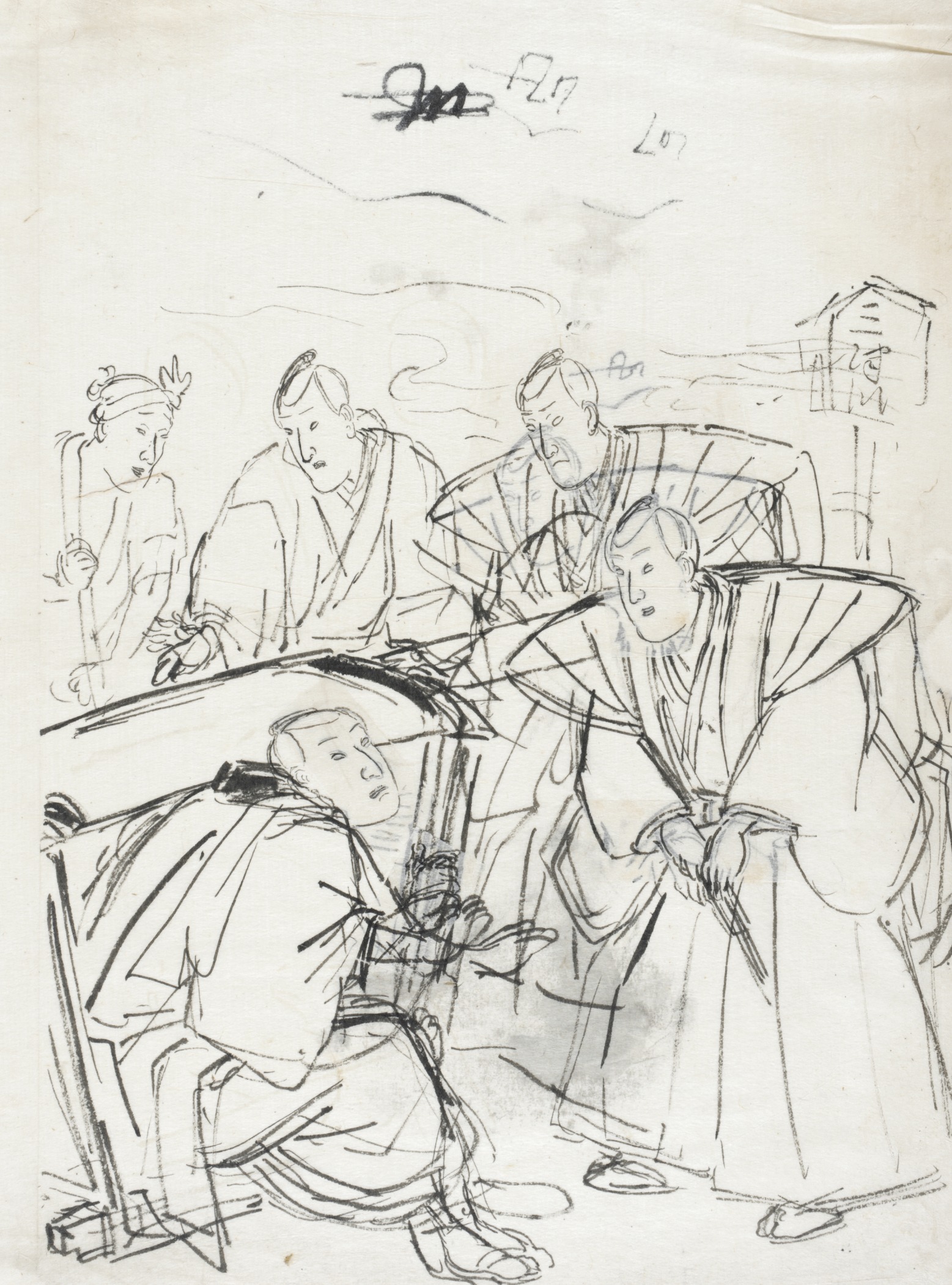 《画稿（人物群像）》（Hanshita-e (Sketch of Figures)）｜歌川国芳 Utagawa Kuniyoshi｜江户时代