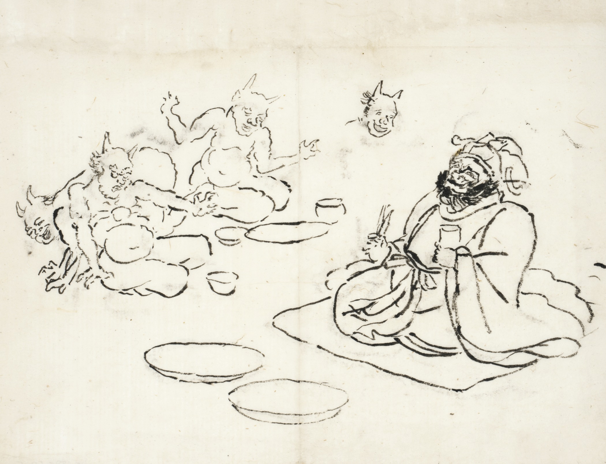 《画稿（群鬼与人物）》（Hanshita-e (Sketch with Demons)）｜歌川国芳 Utagawa Kuniyoshi｜江户时代