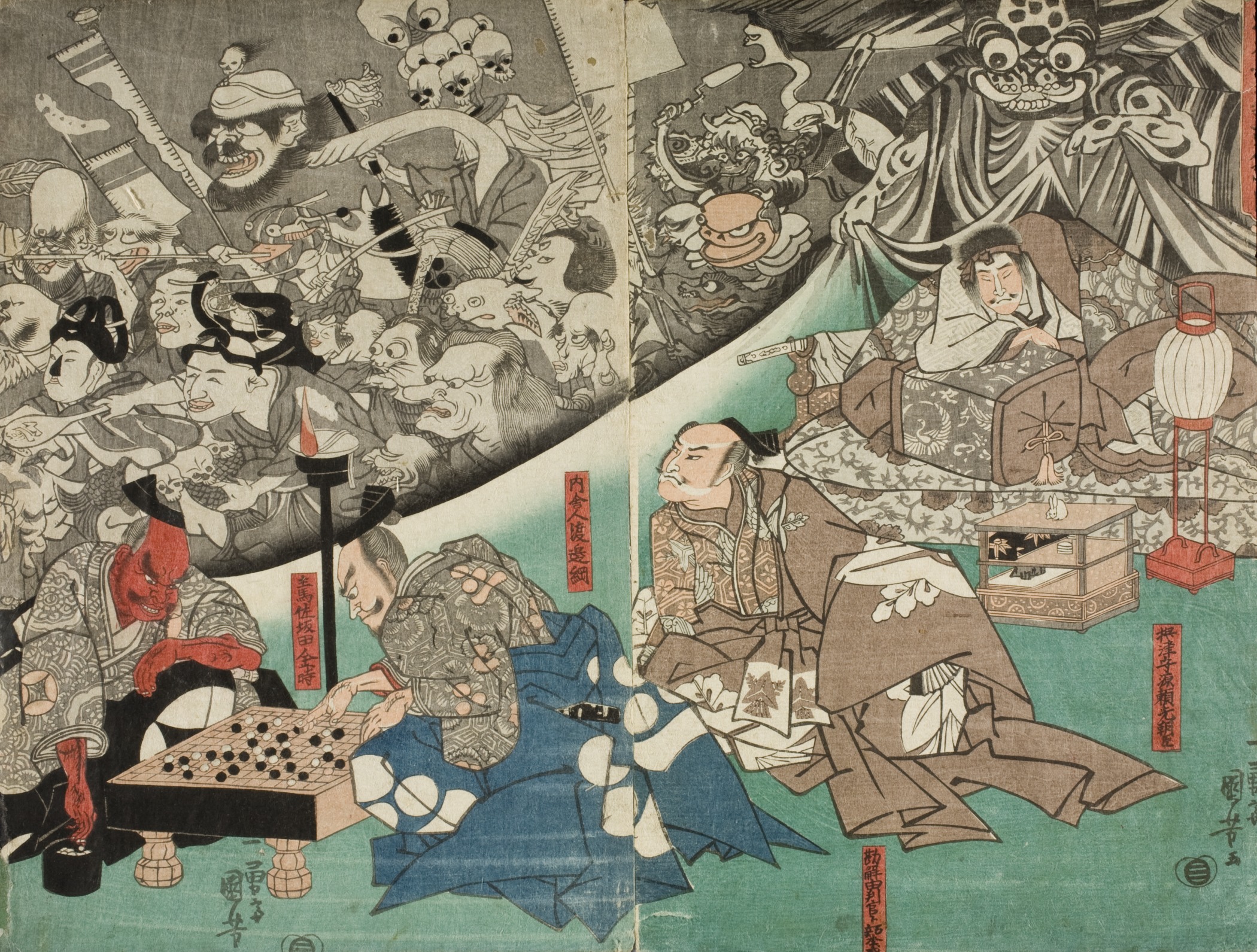《歌舞伎场景 幽灵与武士》（Kabuki Scene with Ghost）｜歌川国芳 Utagawa Kuniyoshi｜江户时代
