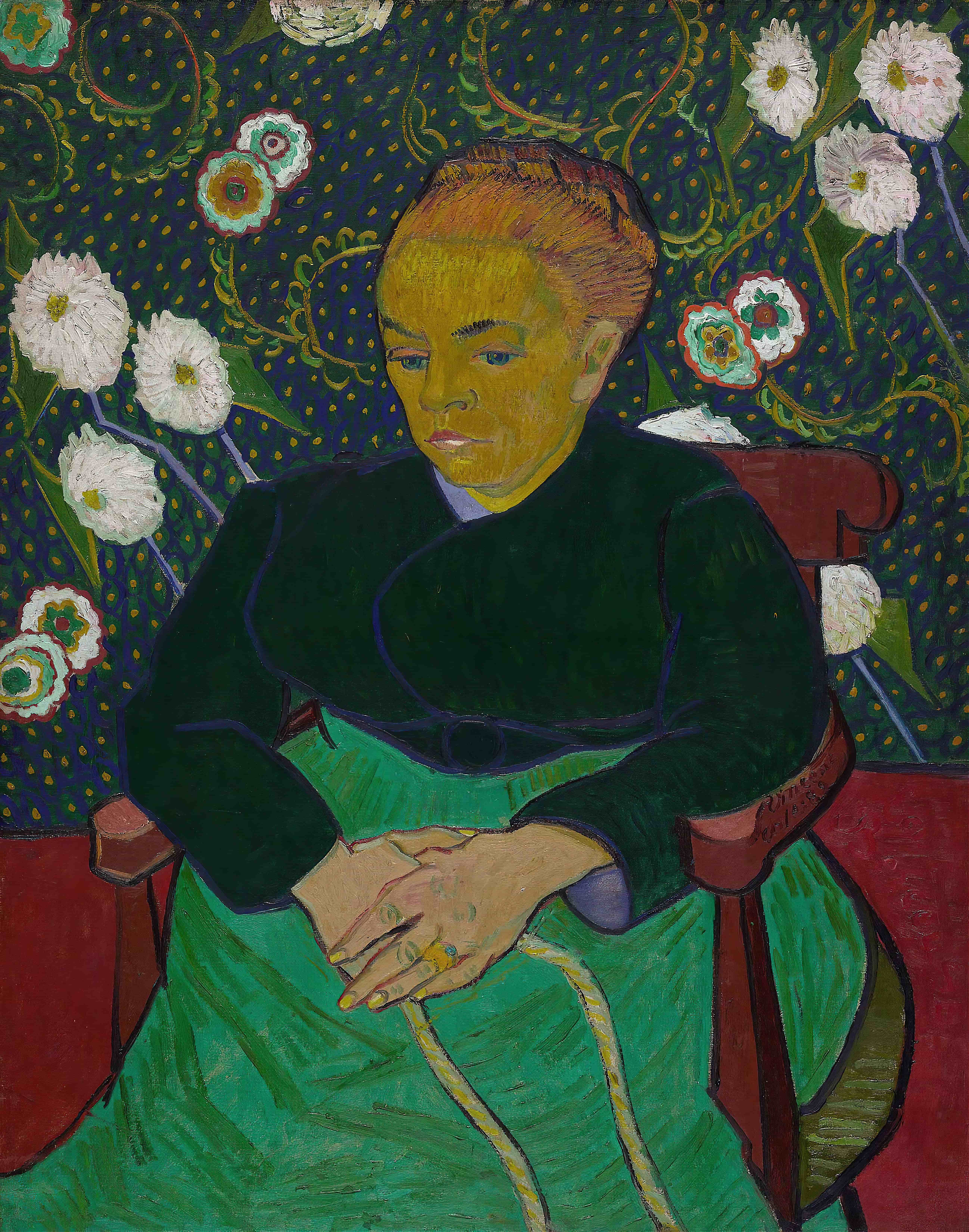 《摇篮曲（鲁兰夫人）》（Madame Roulin Rocking the Cradle (La Berceuse)）｜文森特·梵高 Vincent van Gogh｜1889