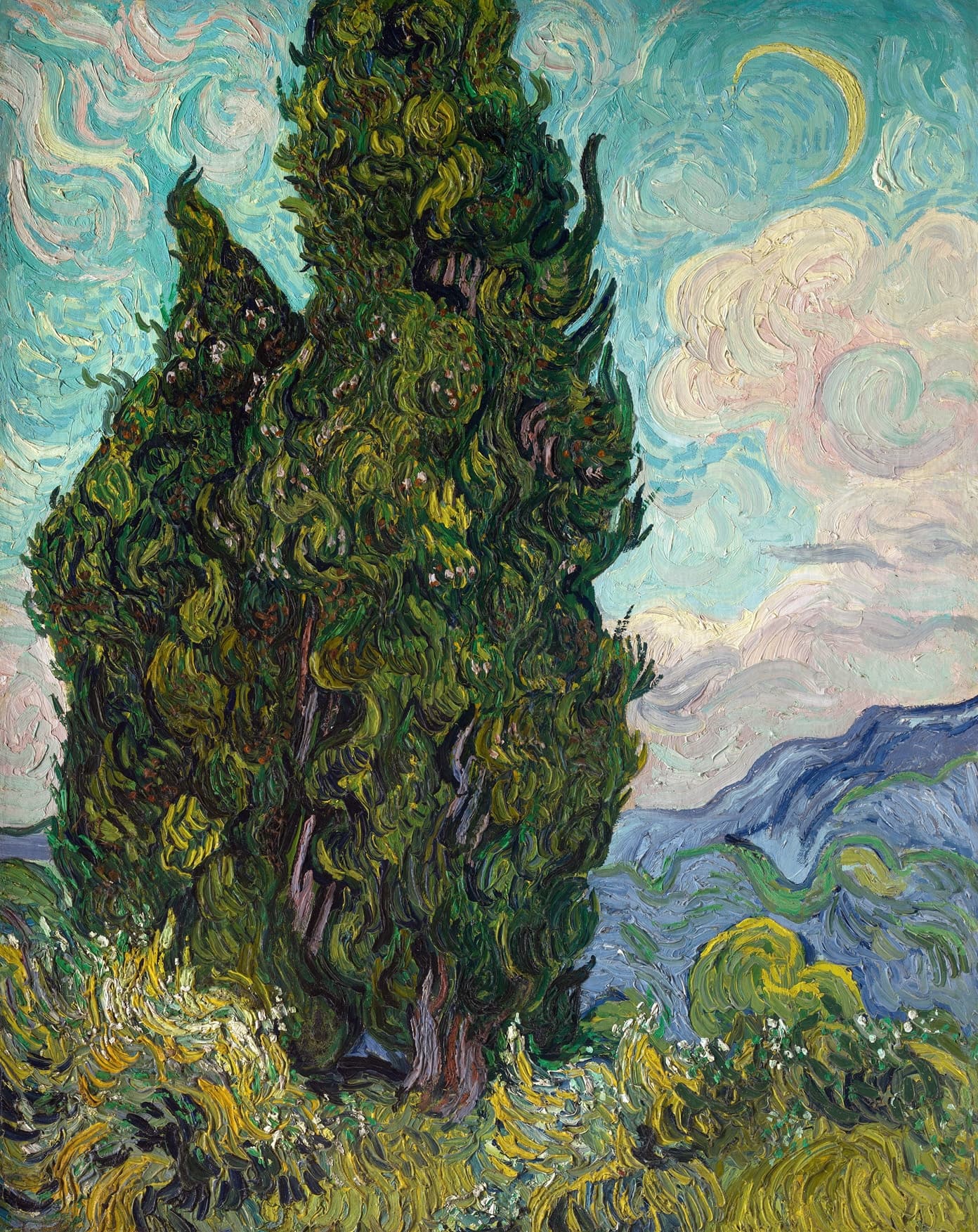 《柏树》（Cypresses）｜文森特·梵高 Vincent van Gogh｜1889