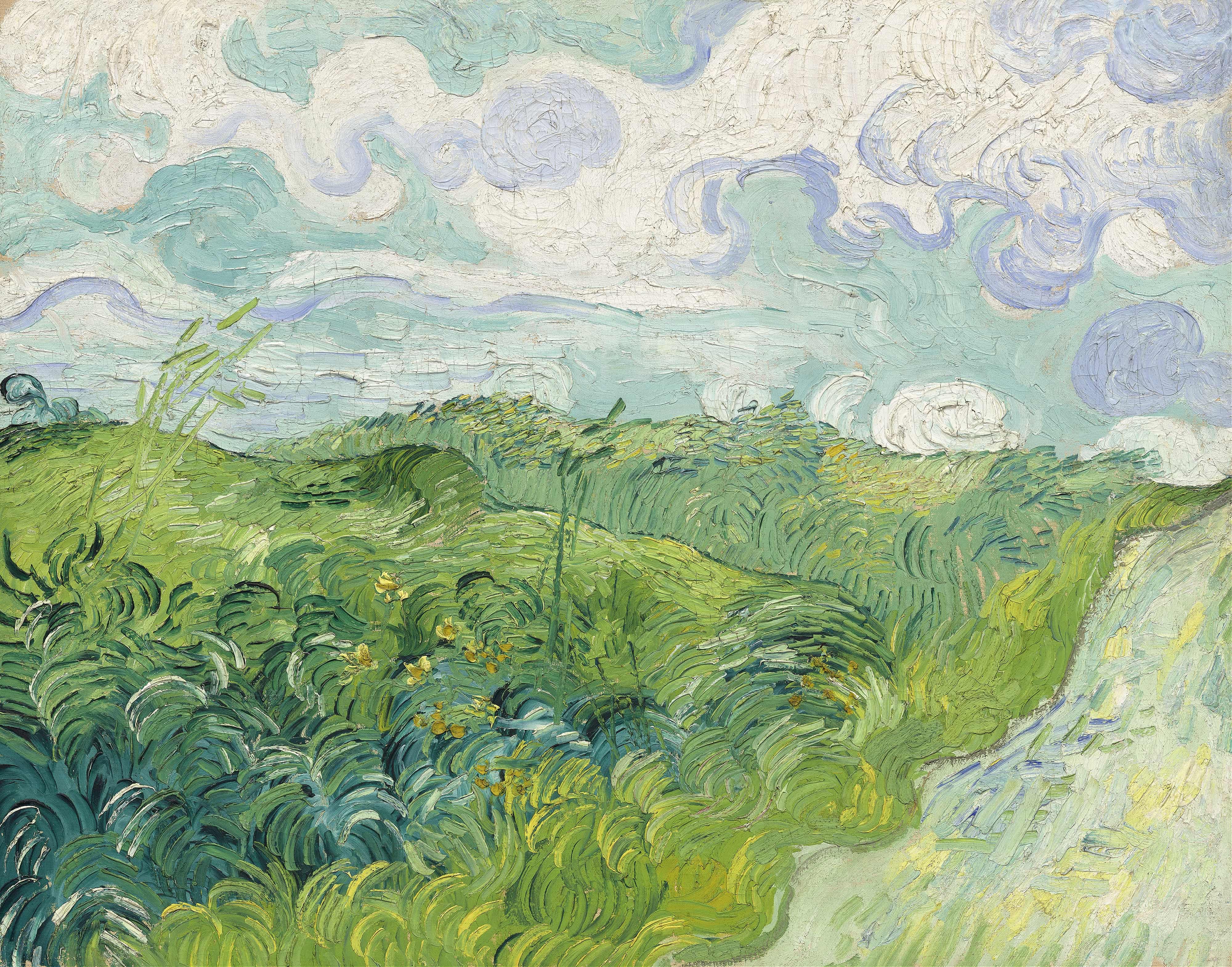 《奥维尔的绿色麦田》（Green Wheat Fields, Auvers）｜文森特·梵高 Vincent van Gogh｜1890
