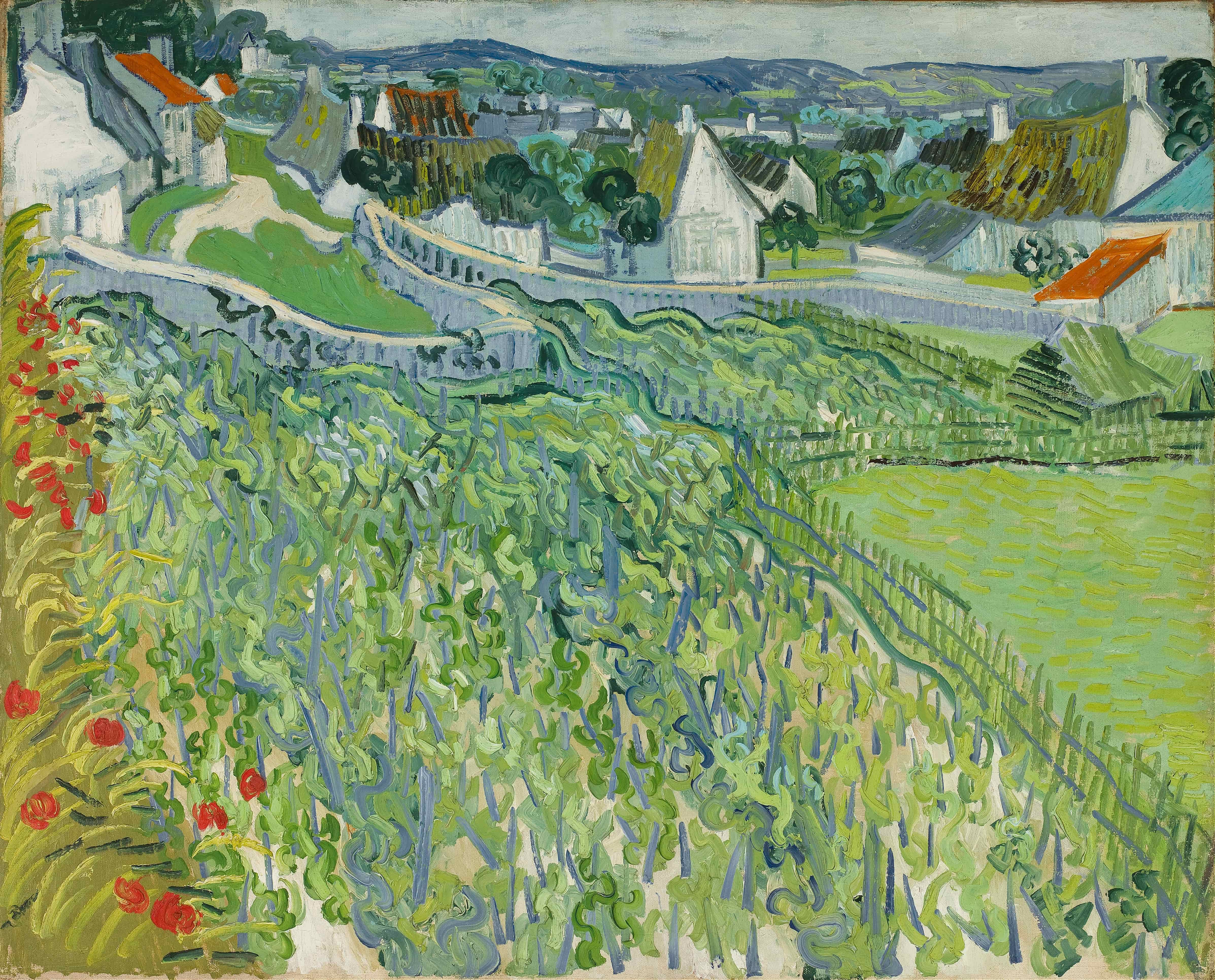 《奥维尔的葡萄园》（Vineyards at Auvers）｜文森特·梵高 Vincent van Gogh｜1890
