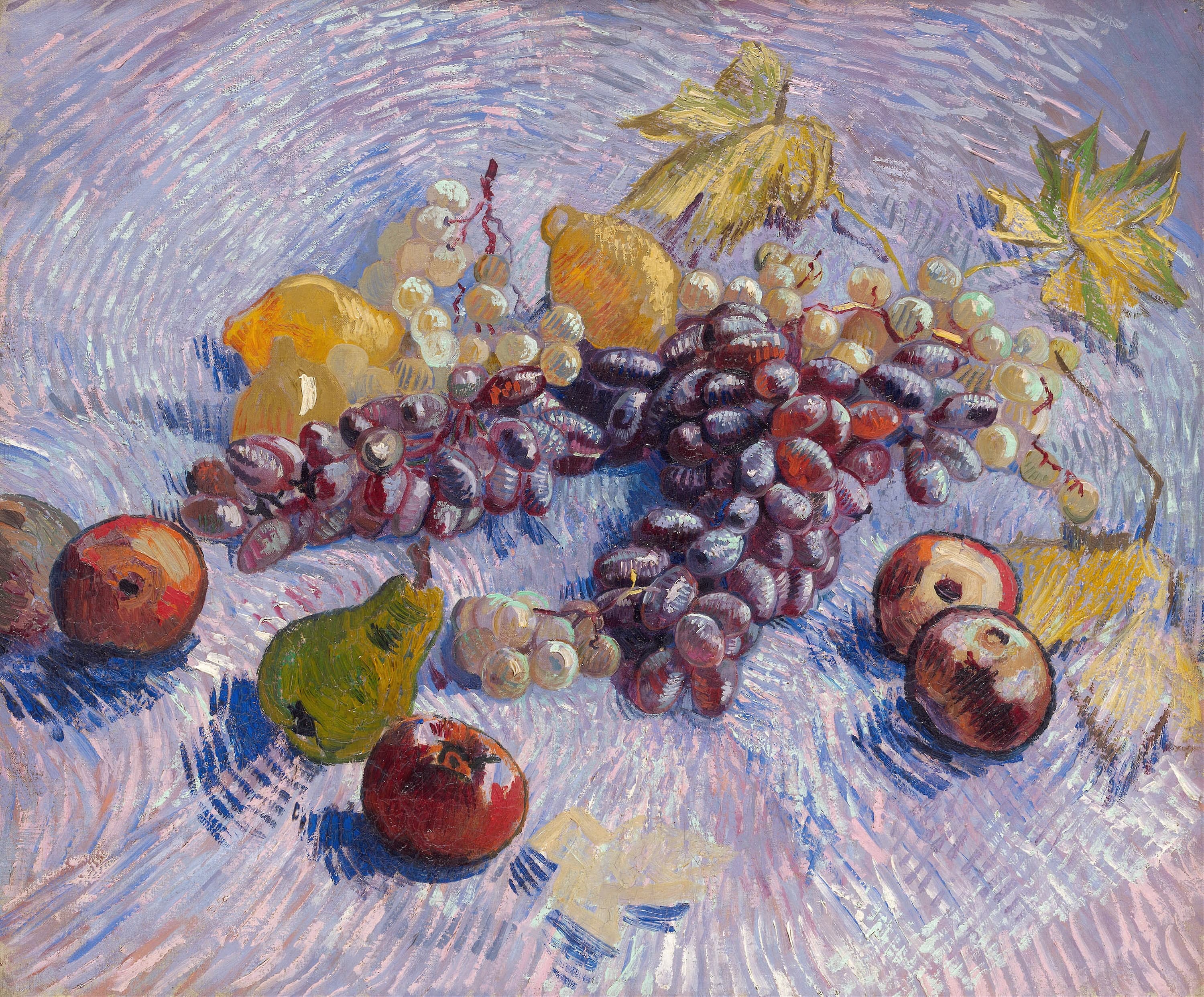 《葡萄、柠檬、梨与苹果》（Grapes, Lemons, Pears and Apples）｜文森特·梵高 Vincent van Gogh｜1887
