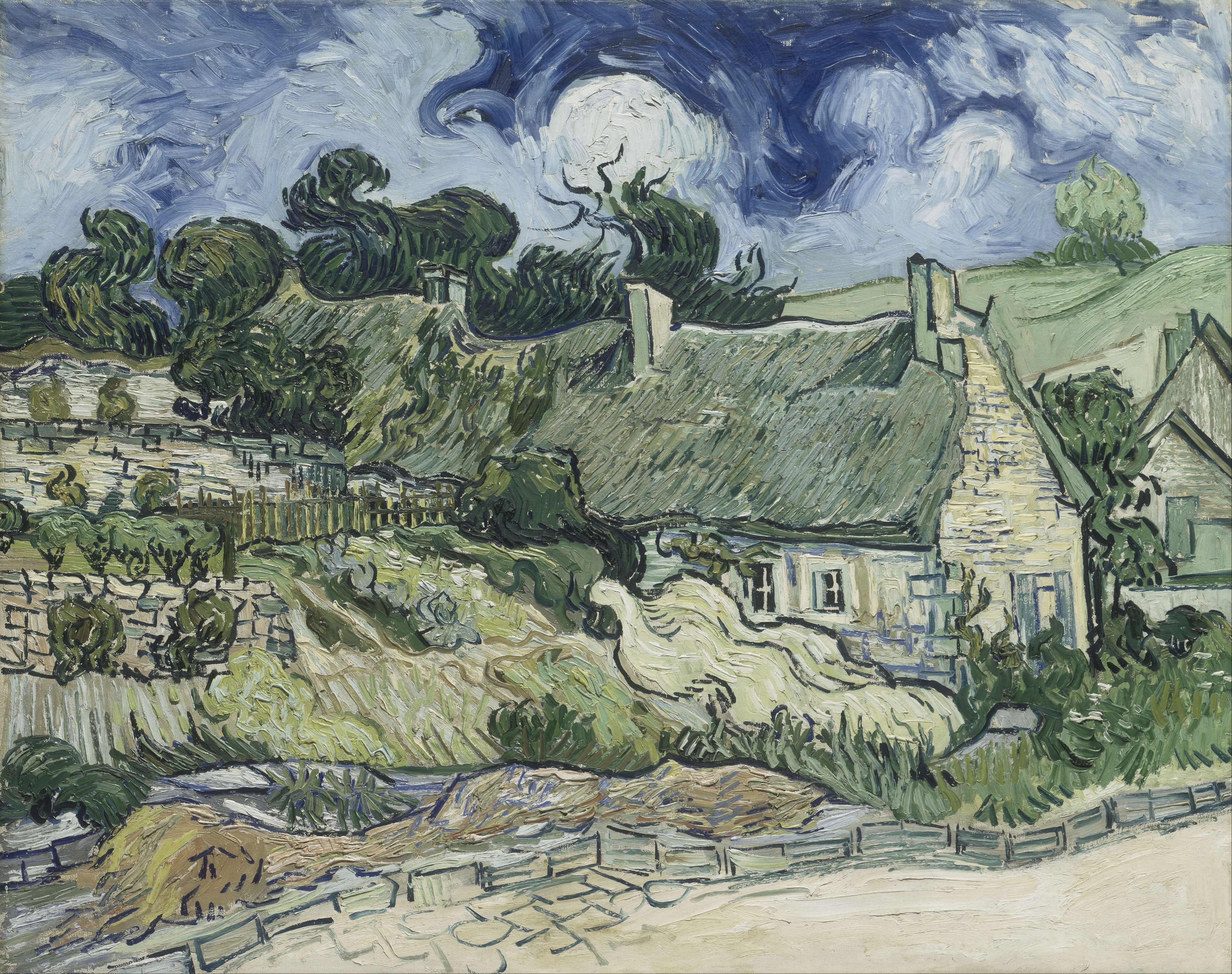 《科德维尔茅草屋》（Thatched Cottages at Cordeville）｜文森特·梵高 Vincent van Gogh｜1890