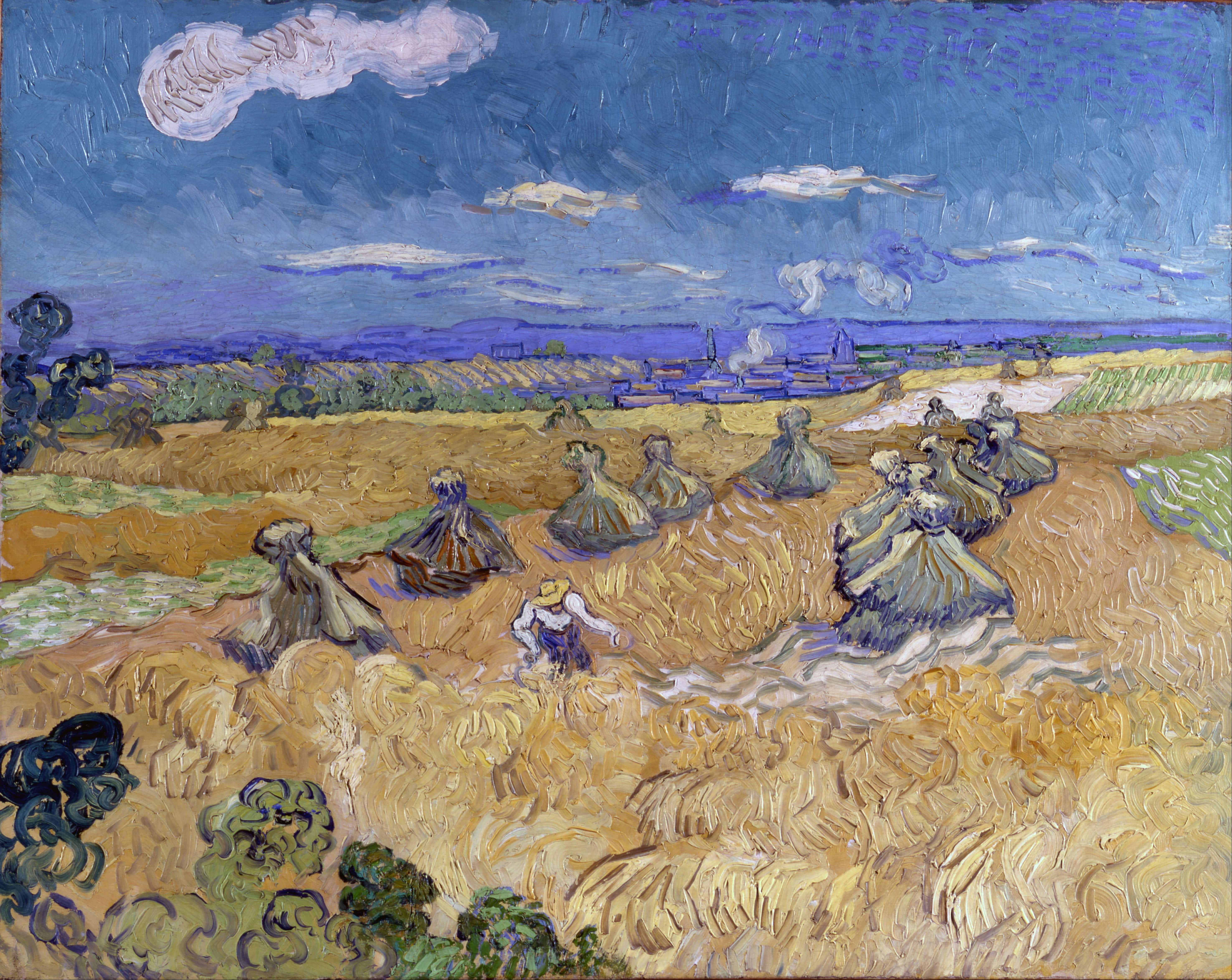《奥维尔的麦田与收割者》（Wheat Fields with Reaper, Auvers）｜文森特·梵高 Vincent van Gogh｜1888