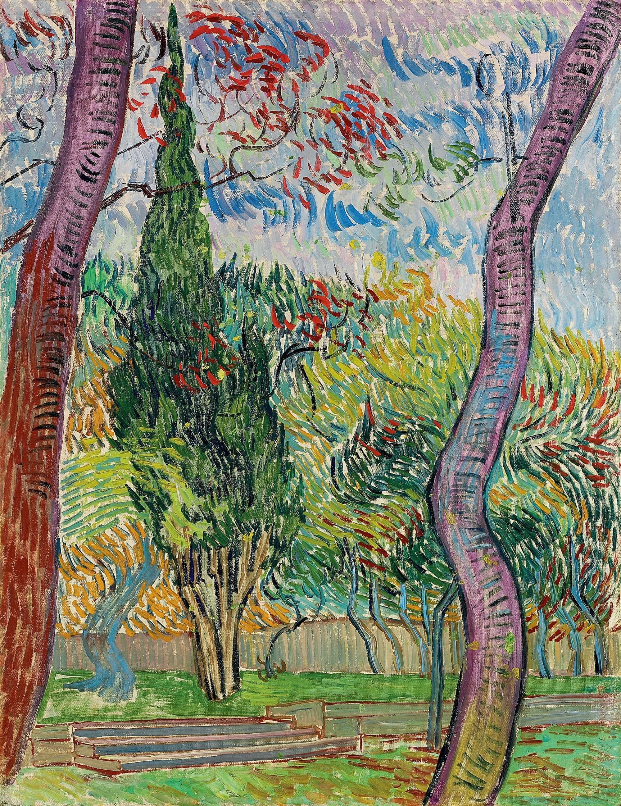 《圣保罗医院公园》（Park of Saint-Paul Hospital）｜文森特·梵高 Vincent van Gogh｜1889