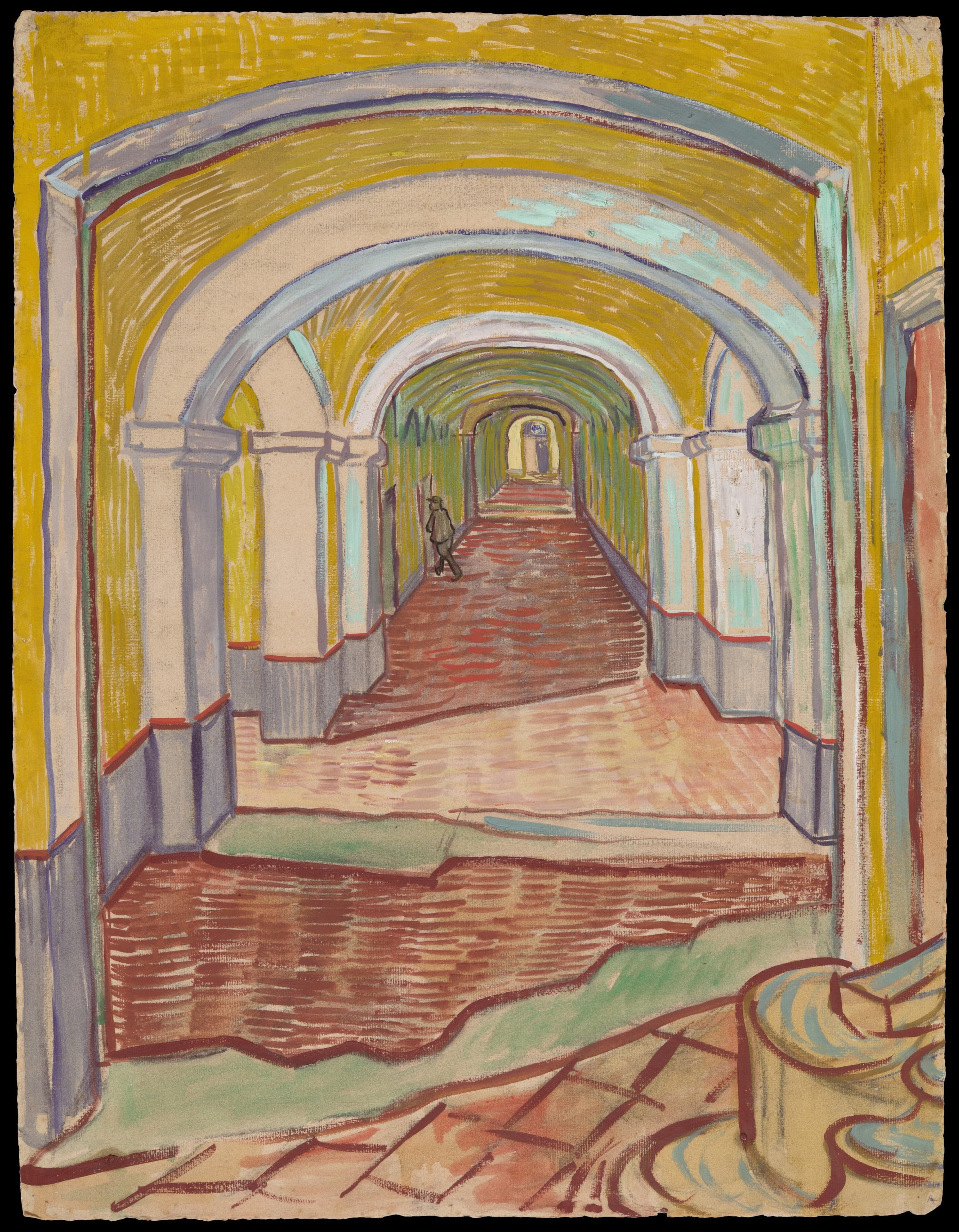 《收容所的走廊》（Corridor in the Asylum）｜文森特·梵高 Vincent van Gogh｜1889