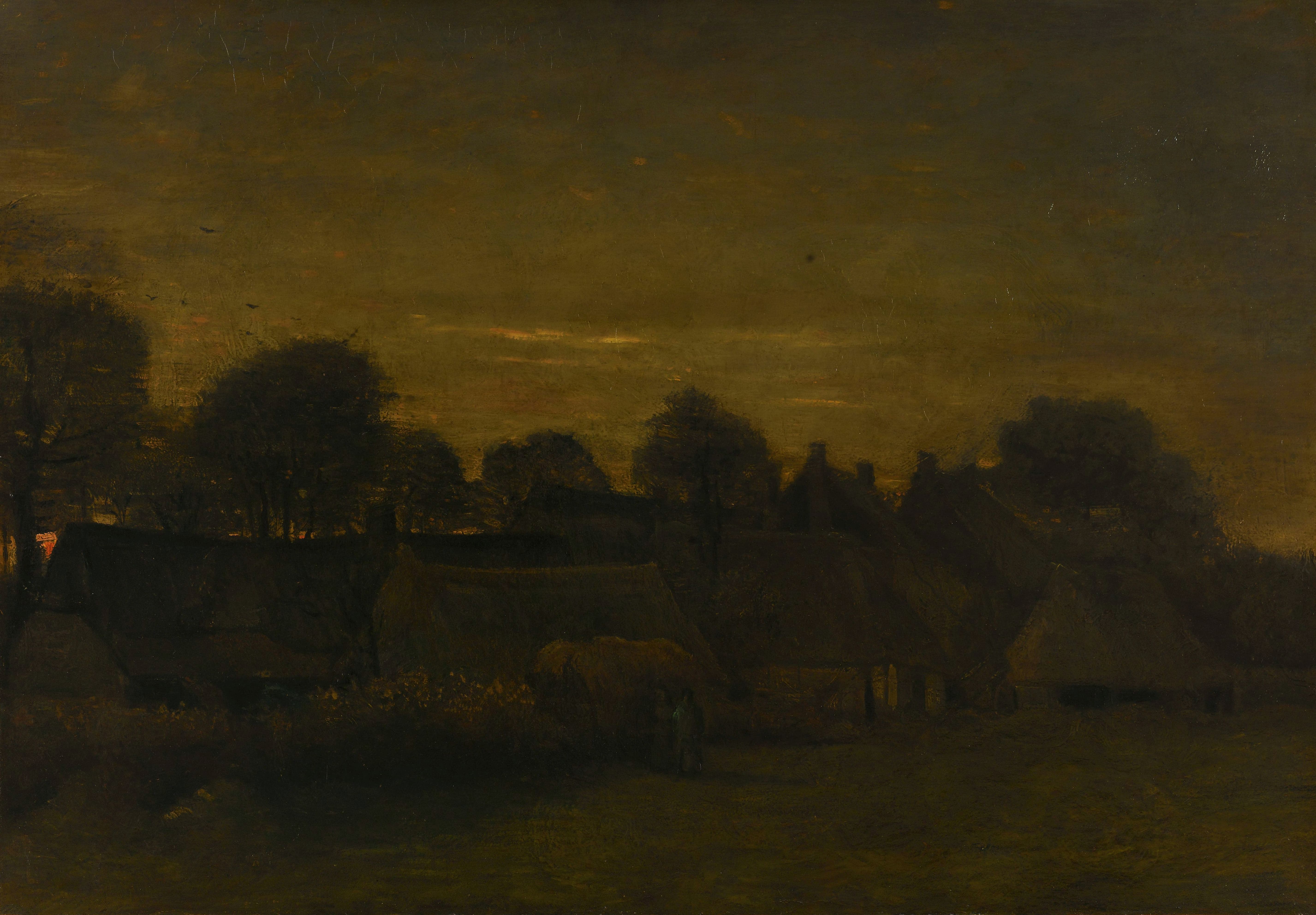 《暮色中的农庄》（Farming Village at Twilight）｜文森特·梵高 Vincent van Gogh｜1884