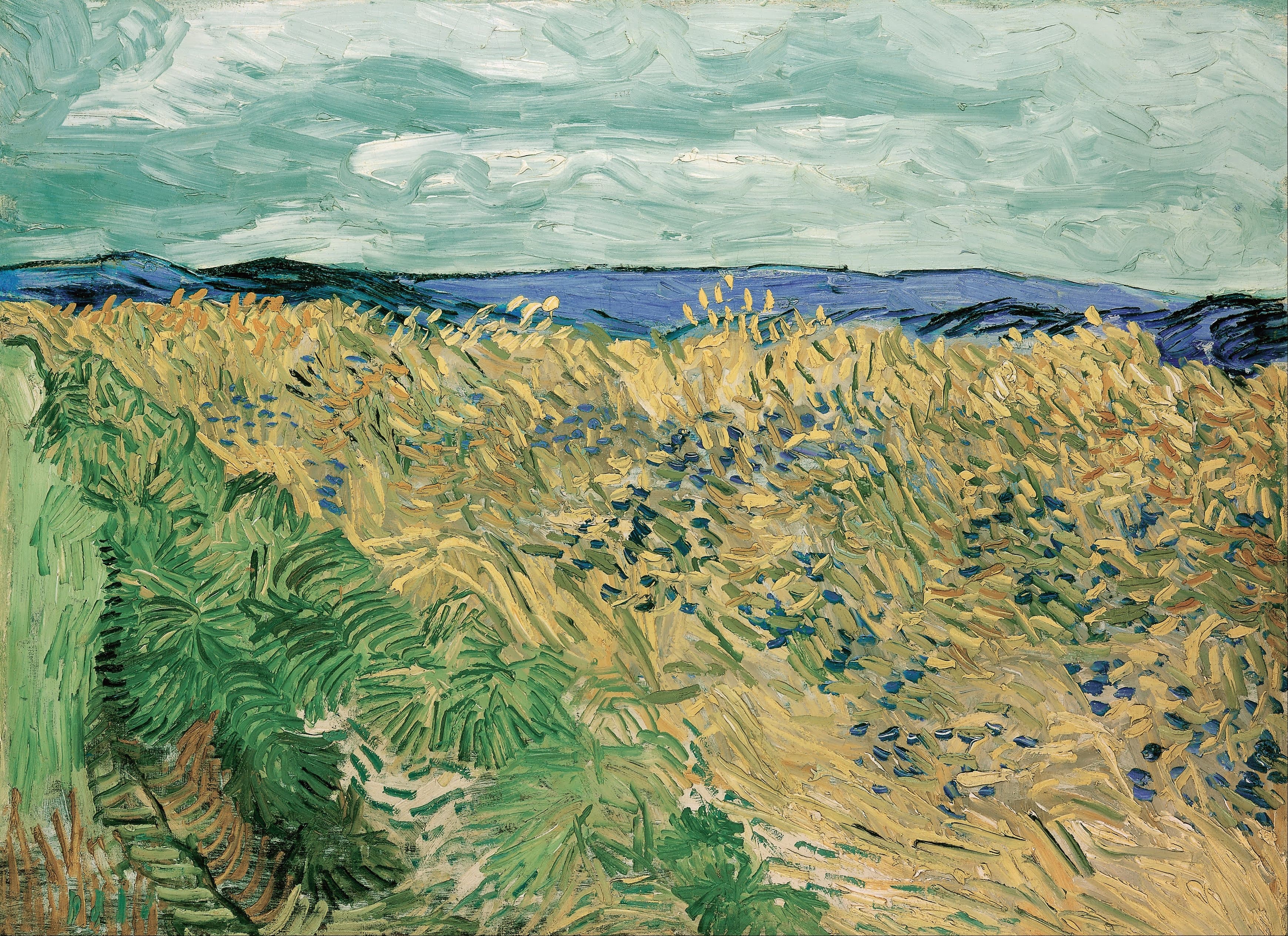 《麦田与矢车菊》（Wheatfield with Cornflowers）｜文森特·梵高 Vincent van Gogh｜1890