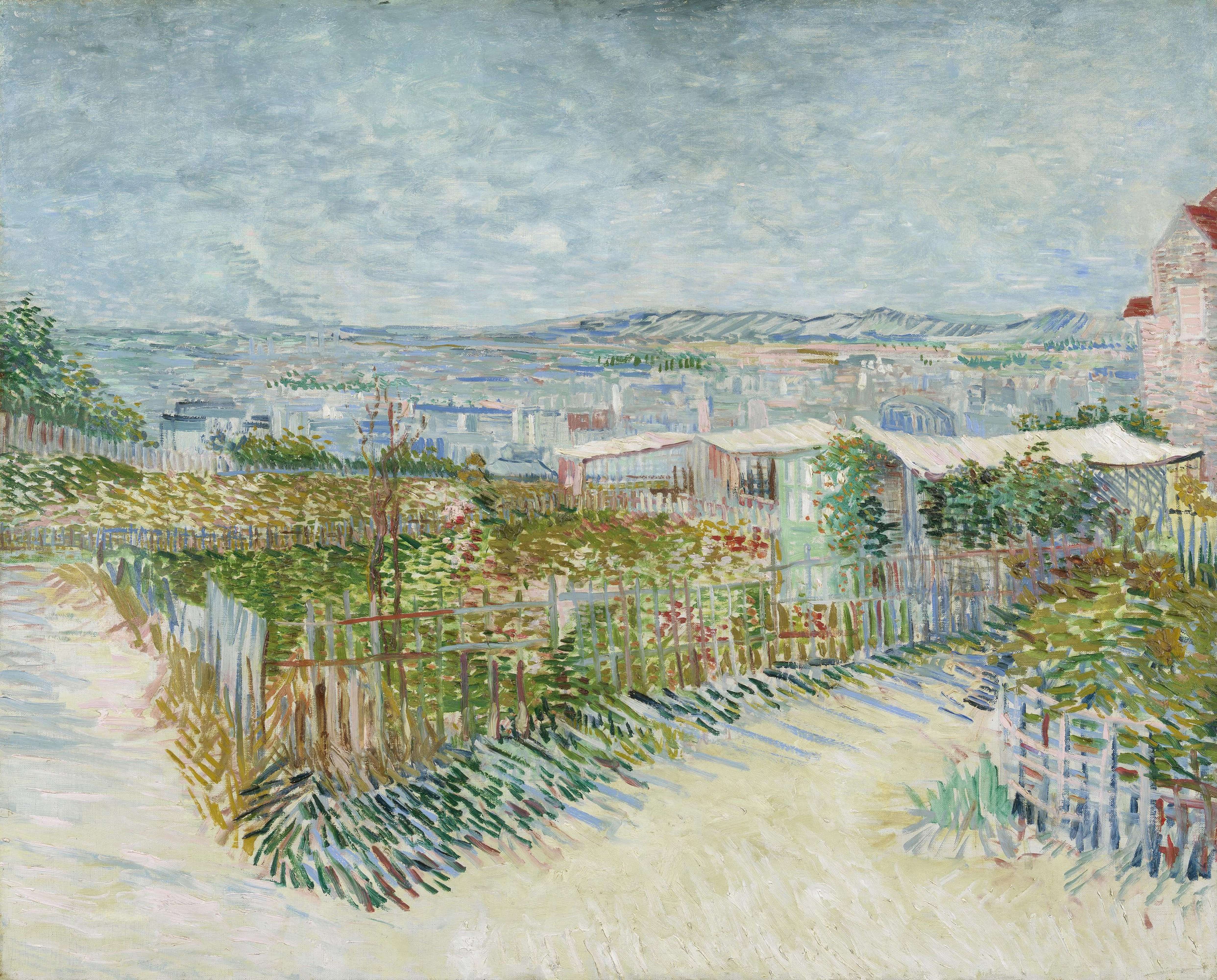 《蒙马特煎饼磨坊后景》（Montmartre behind the Moulin de la Galette）｜文森特·梵高 Vincent van Gogh｜1887
