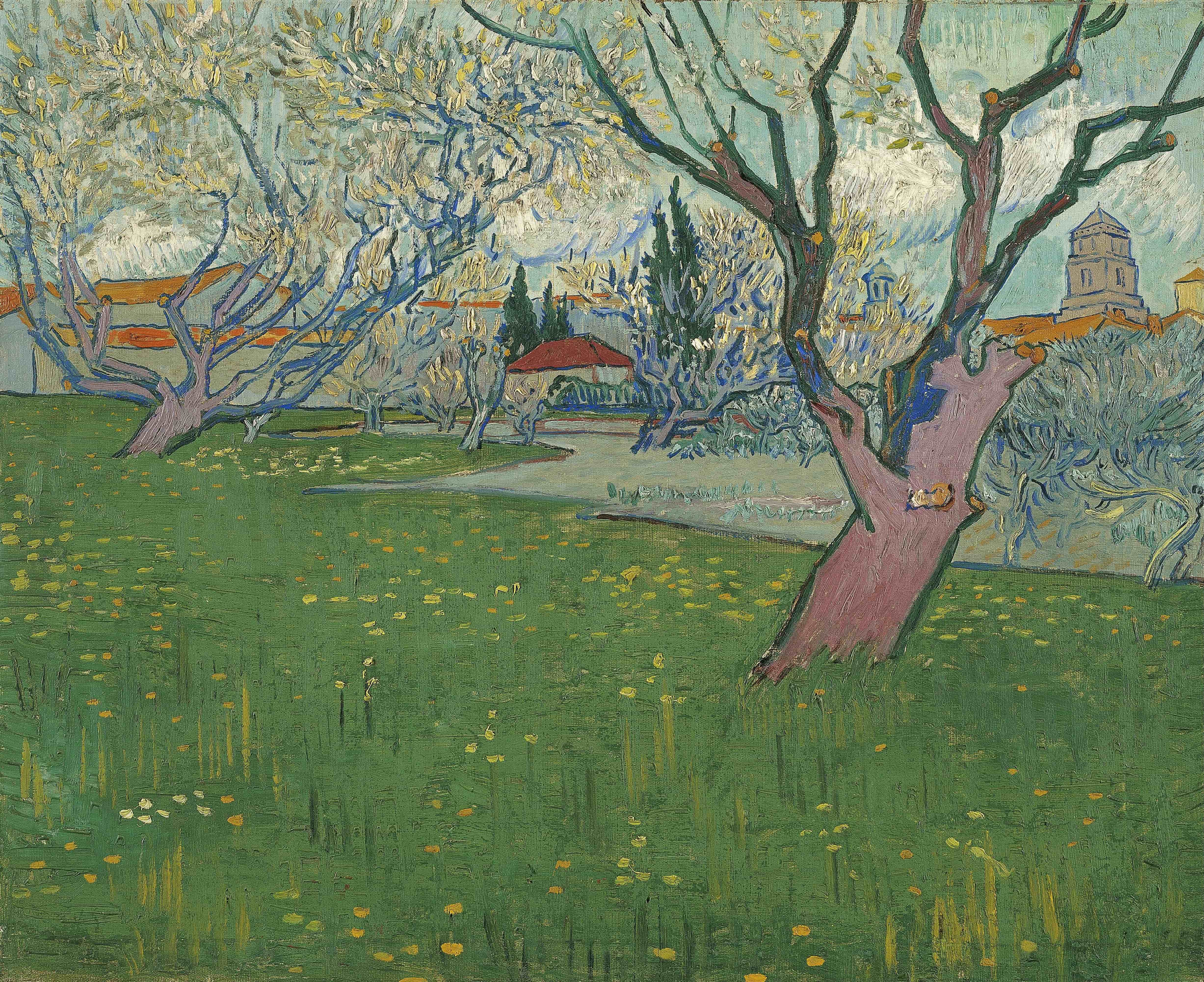 《阿尔勒果园花开》（Orchards in Blossom View of Arles）｜文森特·梵高 Vincent van Gogh｜1889