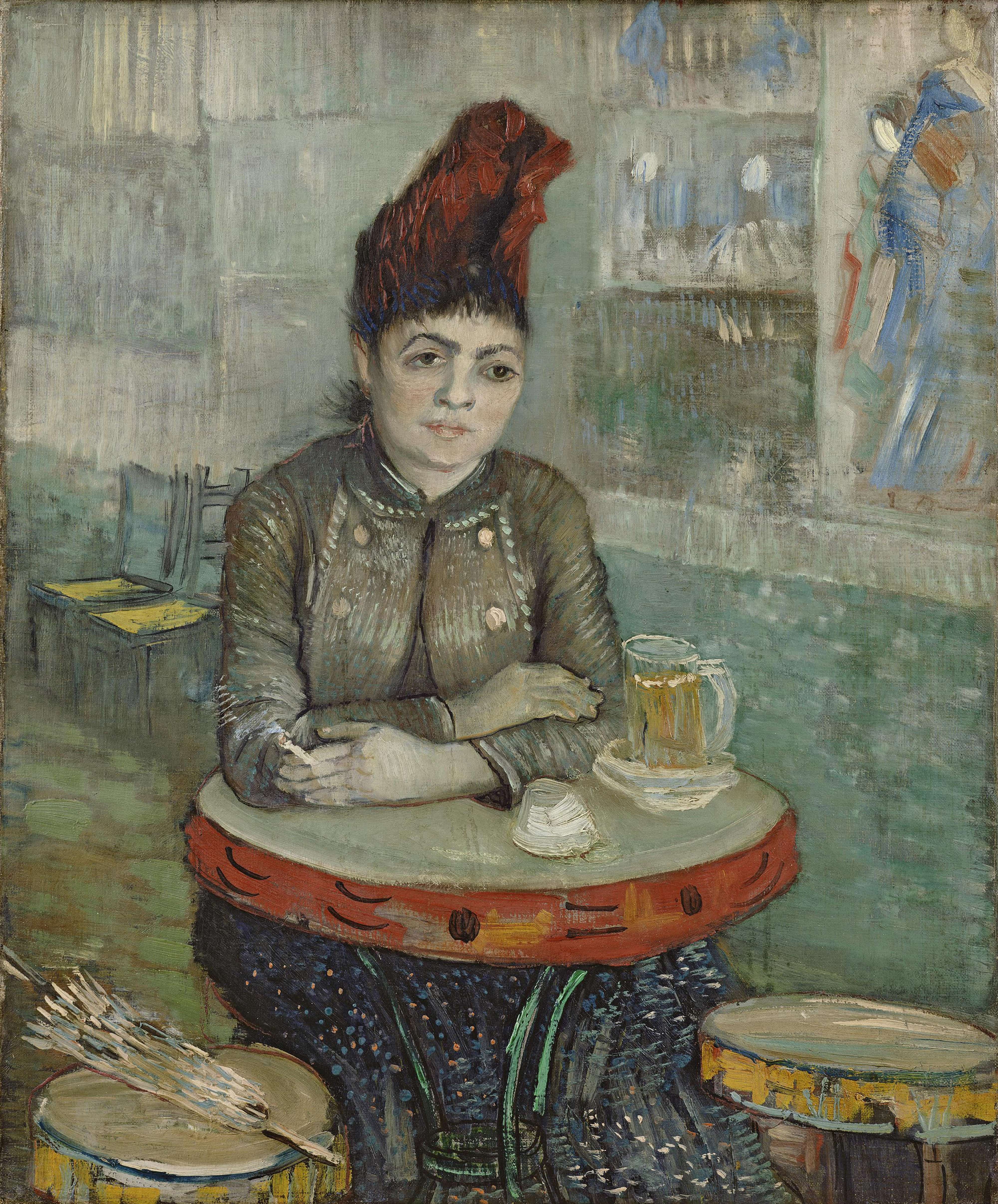 《坦布兰咖啡馆里的阿戈斯蒂娜·塞加托里》（In the Café: Agostina Segatori at Le Tambourin）｜文森特·梵高 Vincent van Gogh｜1887–1888