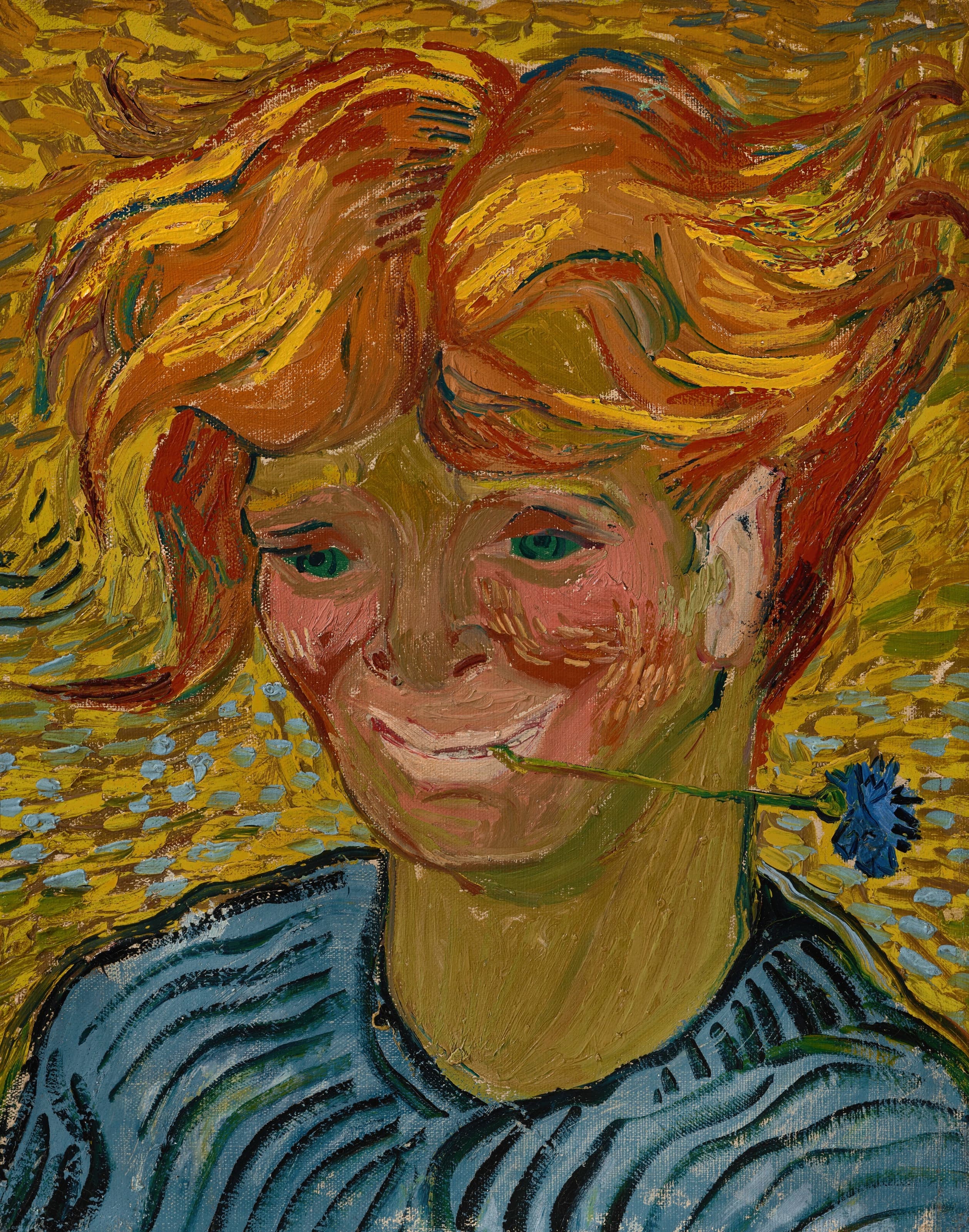 《佩戴矢车菊的青年》（Young Man with a Cornflower）｜文森特·梵高 Vincent van Gogh｜1890