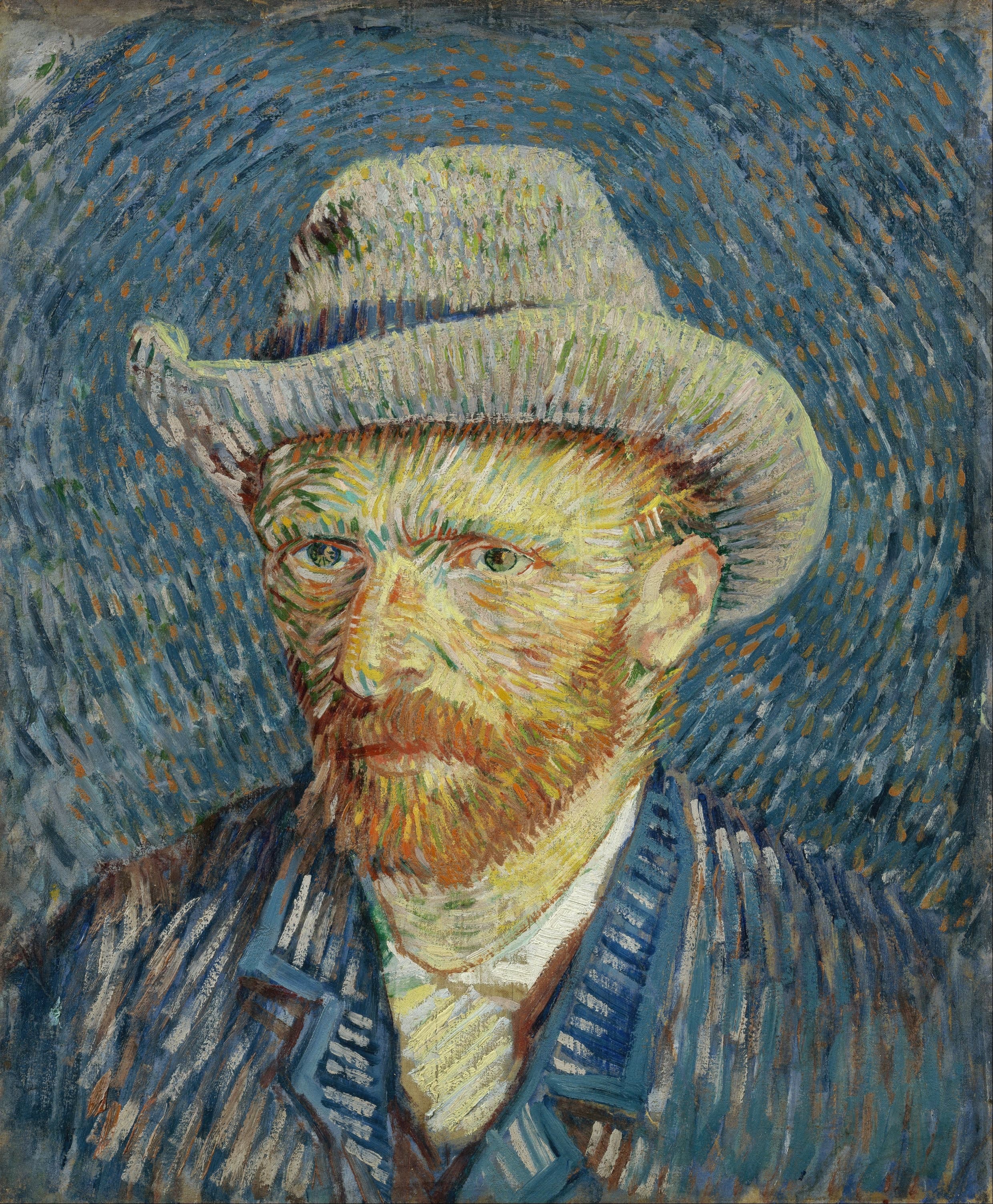 《戴灰毡帽的自画像》（Self-Portrait with Grey Felt Hat）｜文森特·梵高 Vincent van Gogh｜1887